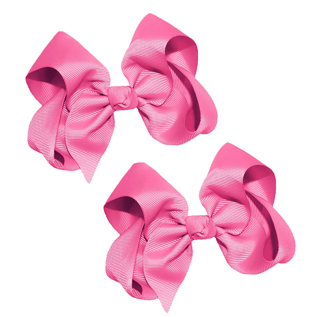 WD2U Girls Set of Two 4" Solid Grosgrain Pigtail Hair Bows French Clip Barrettes
