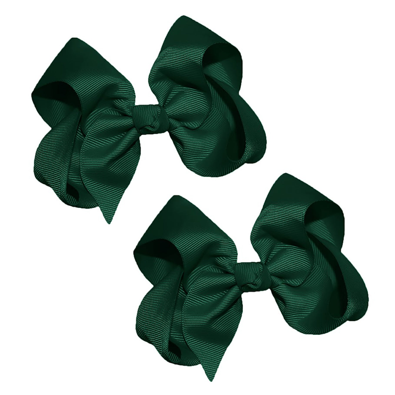 WD2U Girls Set of Two 4" Solid Grosgrain Pigtail Hair Bows French Clip Barrettes