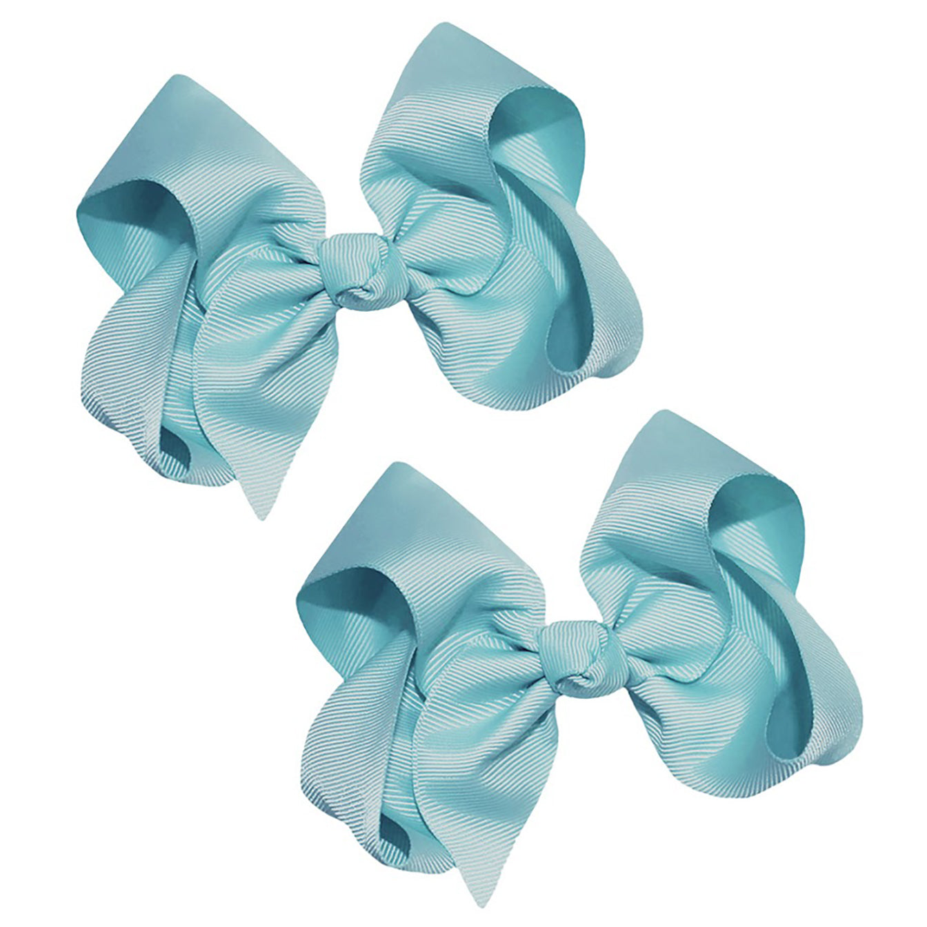 WD2U Girls Set of Two 4" Solid Grosgrain Pigtail Hair Bows French Clip Barrettes