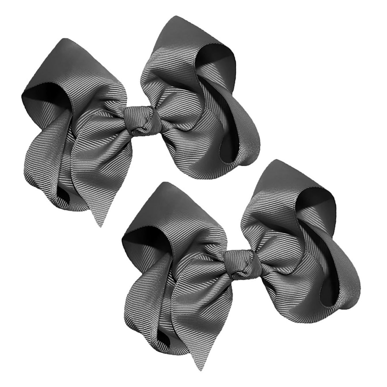 WD2U Girls Set of Two 4" Solid Grosgrain Pigtail Hair Bows French Clip Barrettes