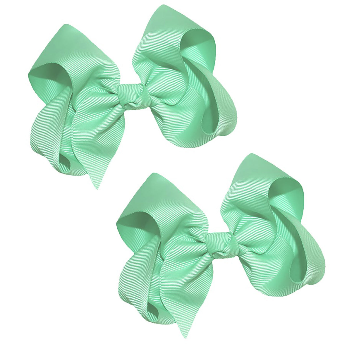 WD2U Girls Set of Two 4" Solid Grosgrain Pigtail Hair Bows French Clip Barrettes