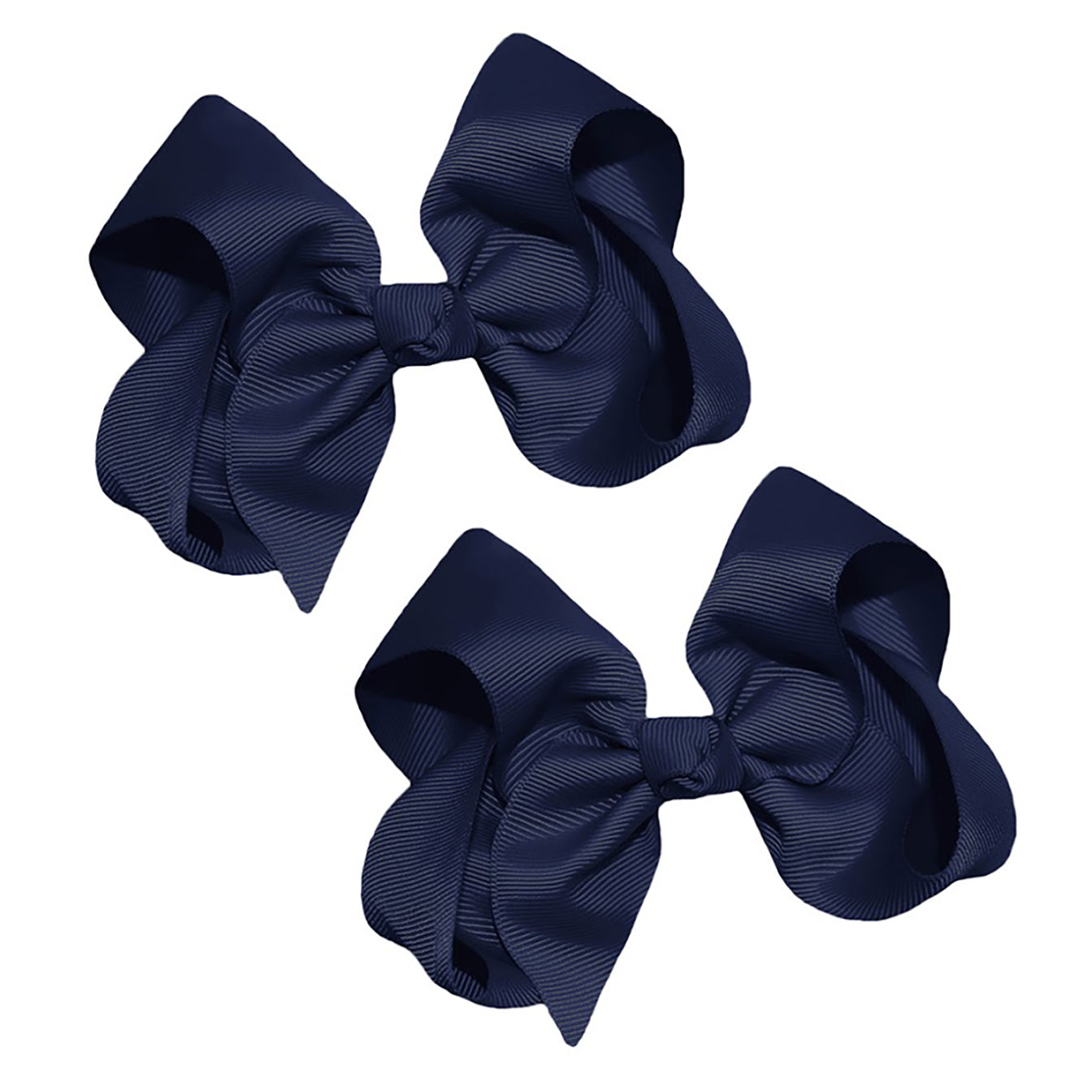 WD2U Girls Set of Two 4" Solid Grosgrain Pigtail Hair Bows French Clip Barrettes