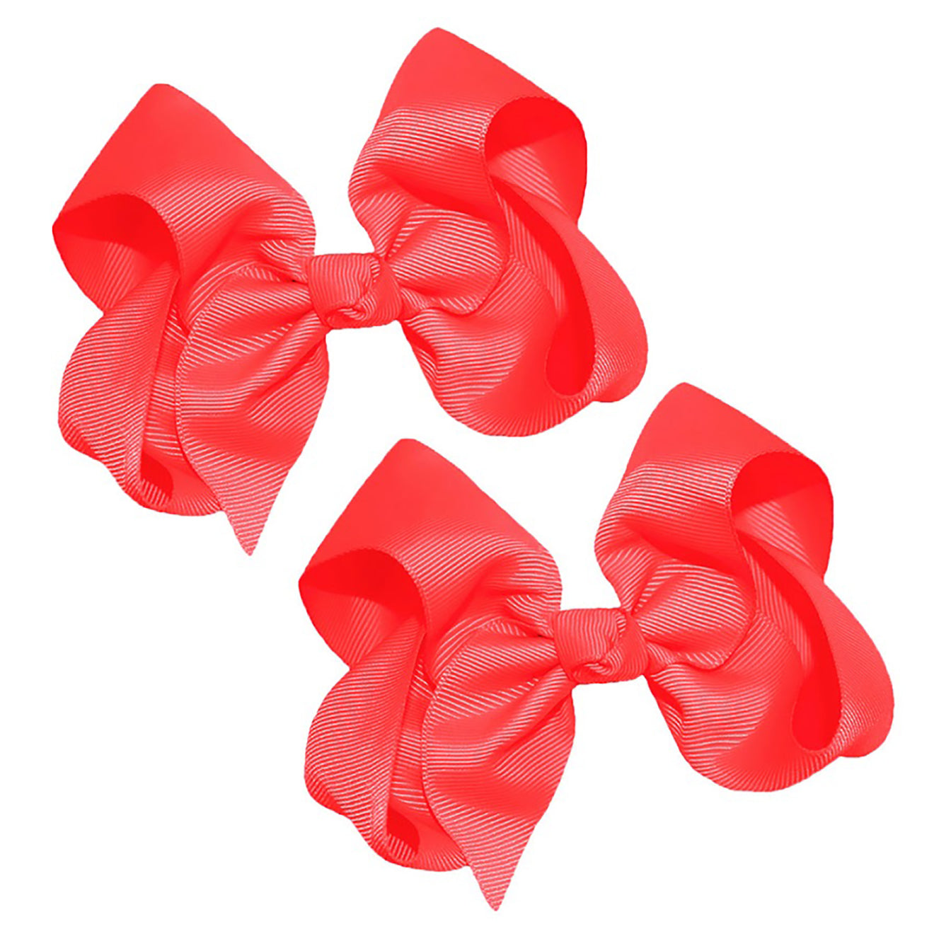 WD2U Girls Set of Two 4" Solid Grosgrain Pigtail Hair Bows French Clip Barrettes