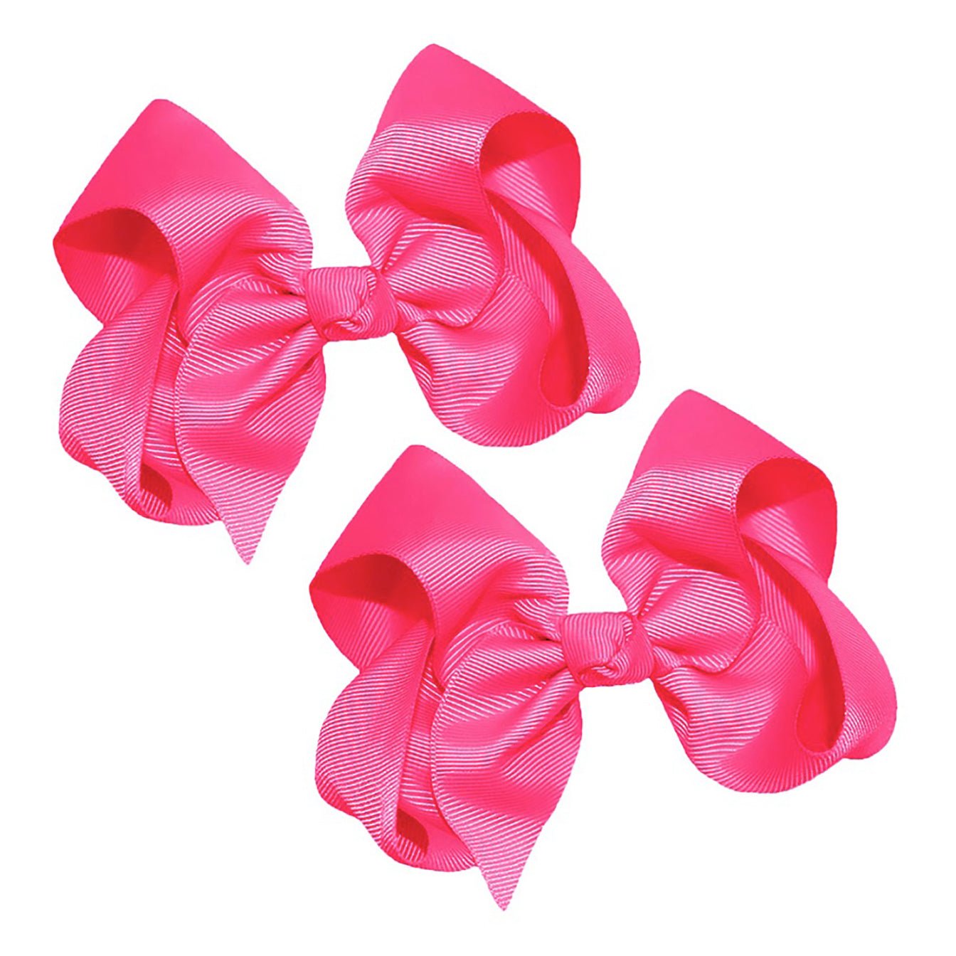 WD2U Girls Set of Two 4" Solid Grosgrain Pigtail Hair Bows French Clip Barrettes