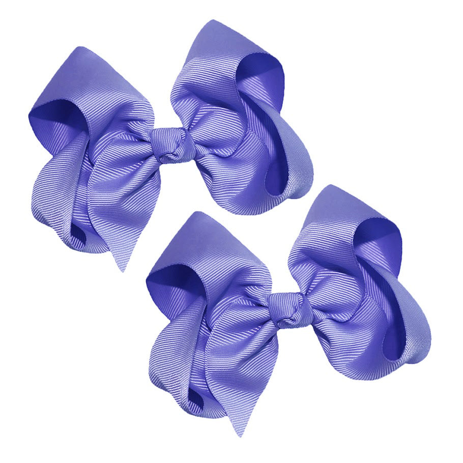 WD2U Girls Set of Two 4" Solid Grosgrain Pigtail Hair Bows French Clip Barrettes