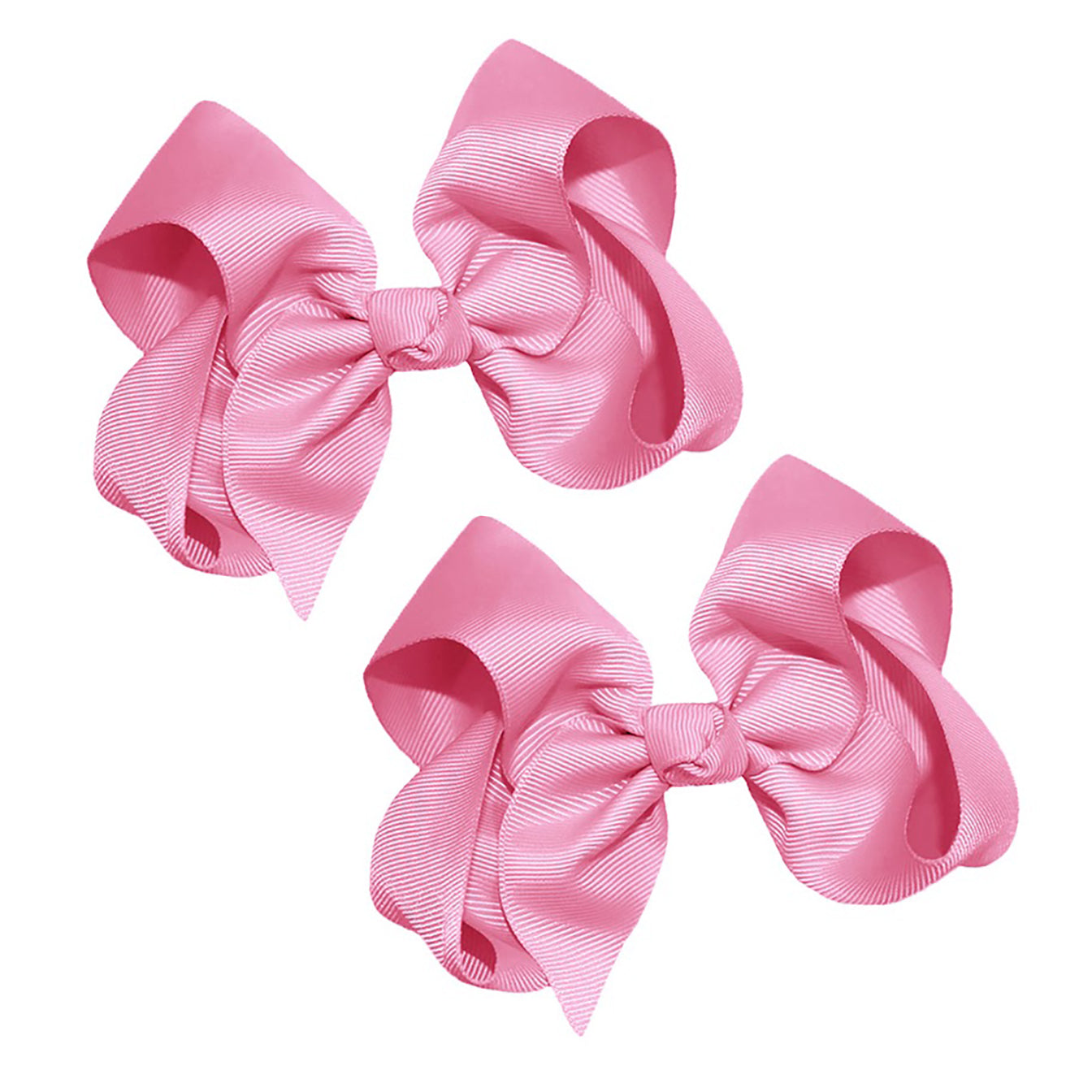 WD2U Girls Set of Two 4" Solid Grosgrain Pigtail Hair Bows French Clip Barrettes