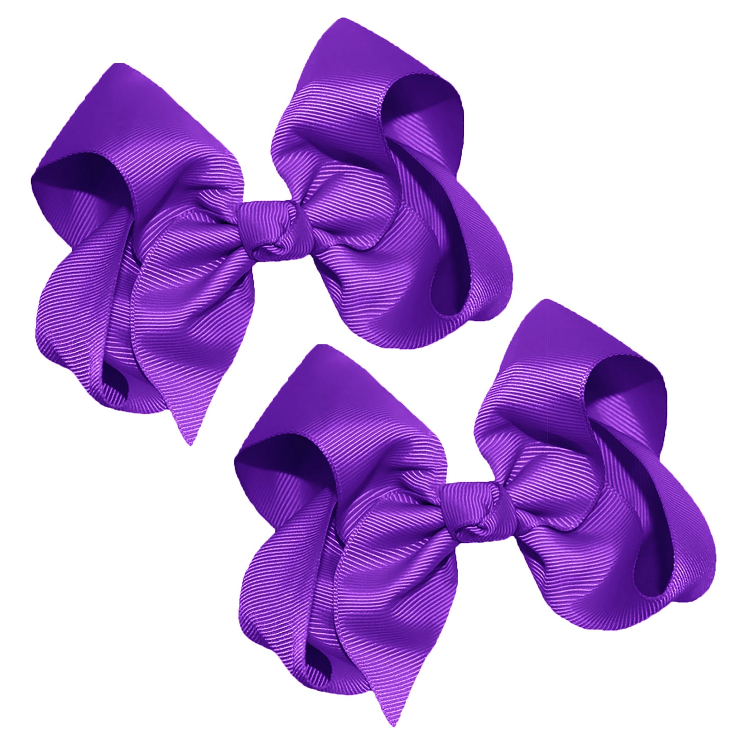 WD2U Girls Set of Two 4" Solid Grosgrain Pigtail Hair Bows French Clip Barrettes