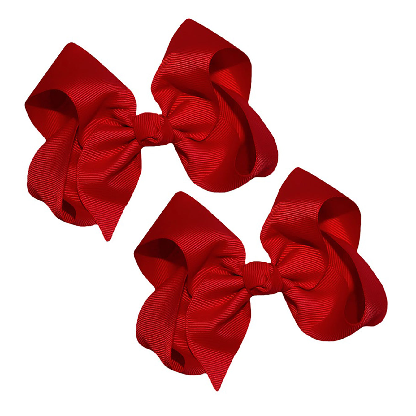 WD2U Girls Set of Two 4" Solid Grosgrain Pigtail Hair Bows French Clip Barrettes