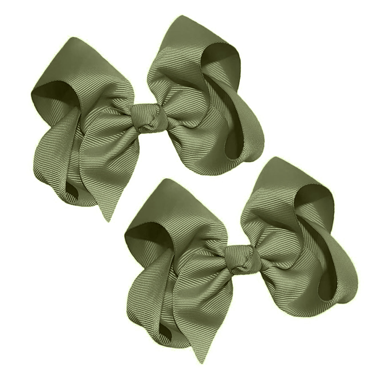 WD2U Girls Set of Two 4" Solid Grosgrain Pigtail Hair Bows French Clip Barrettes