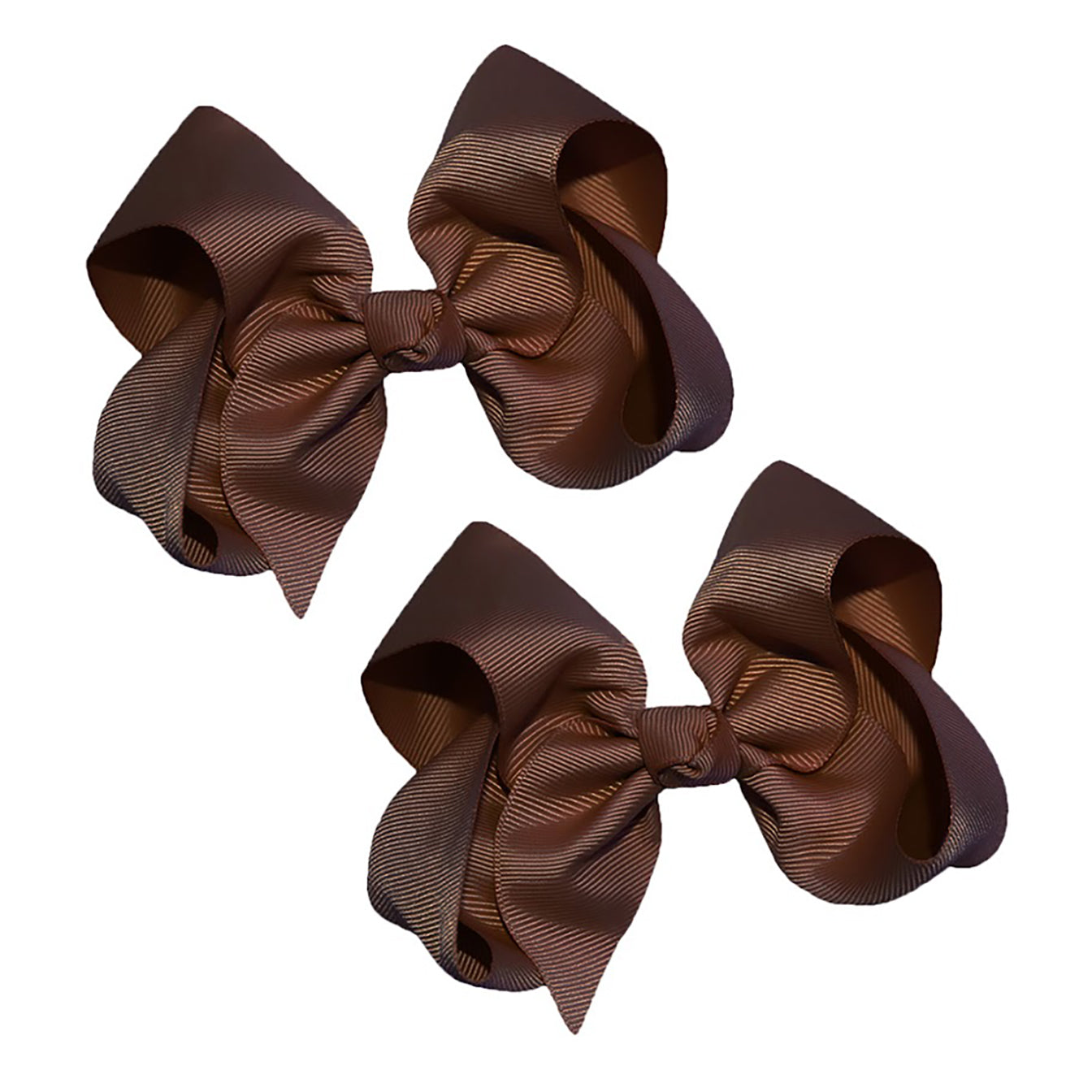 WD2U Girls Set of Two 4" Solid Grosgrain Pigtail Hair Bows French Clip Barrettes