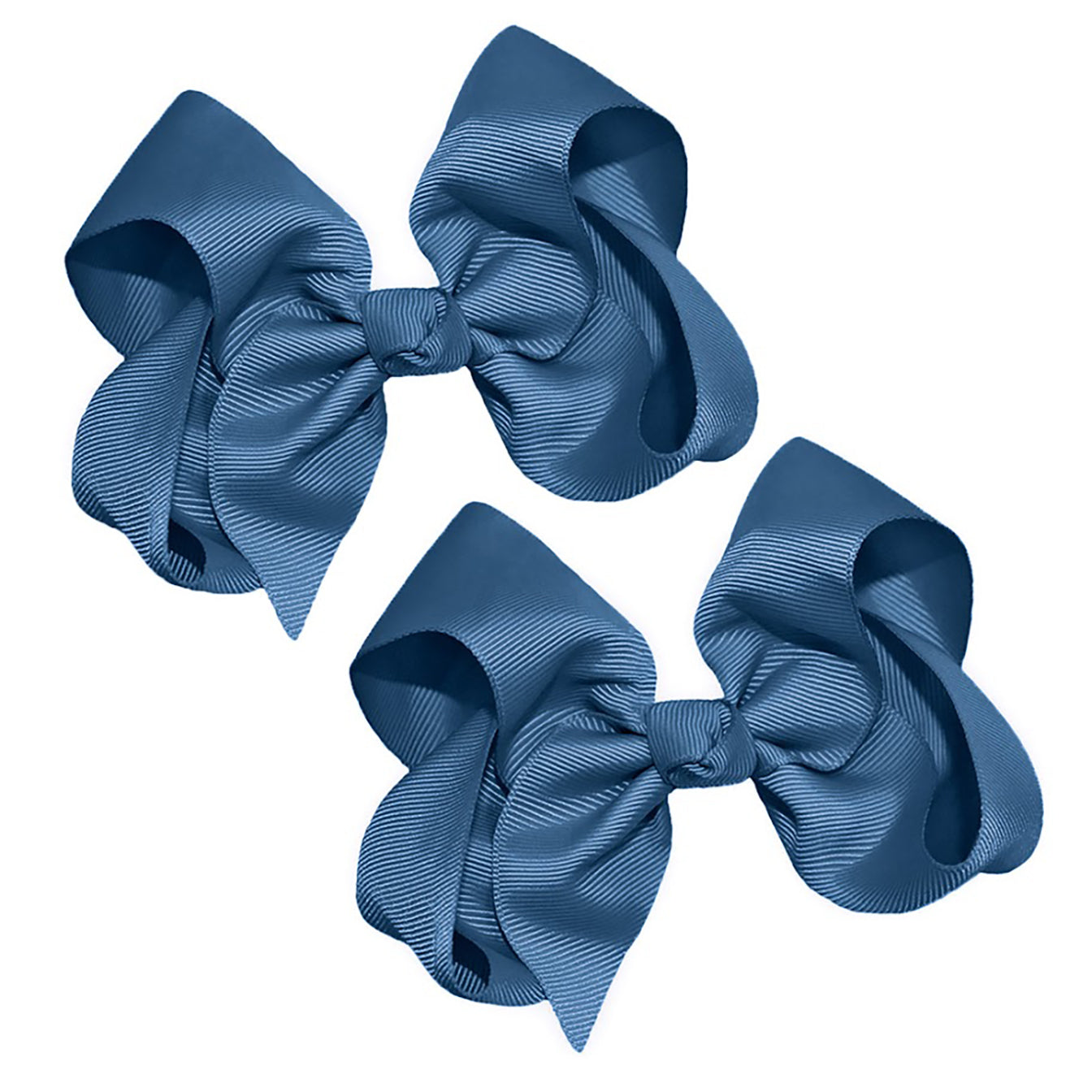 WD2U Girls Set of Two 4" Solid Grosgrain Pigtail Hair Bows French Clip Barrettes
