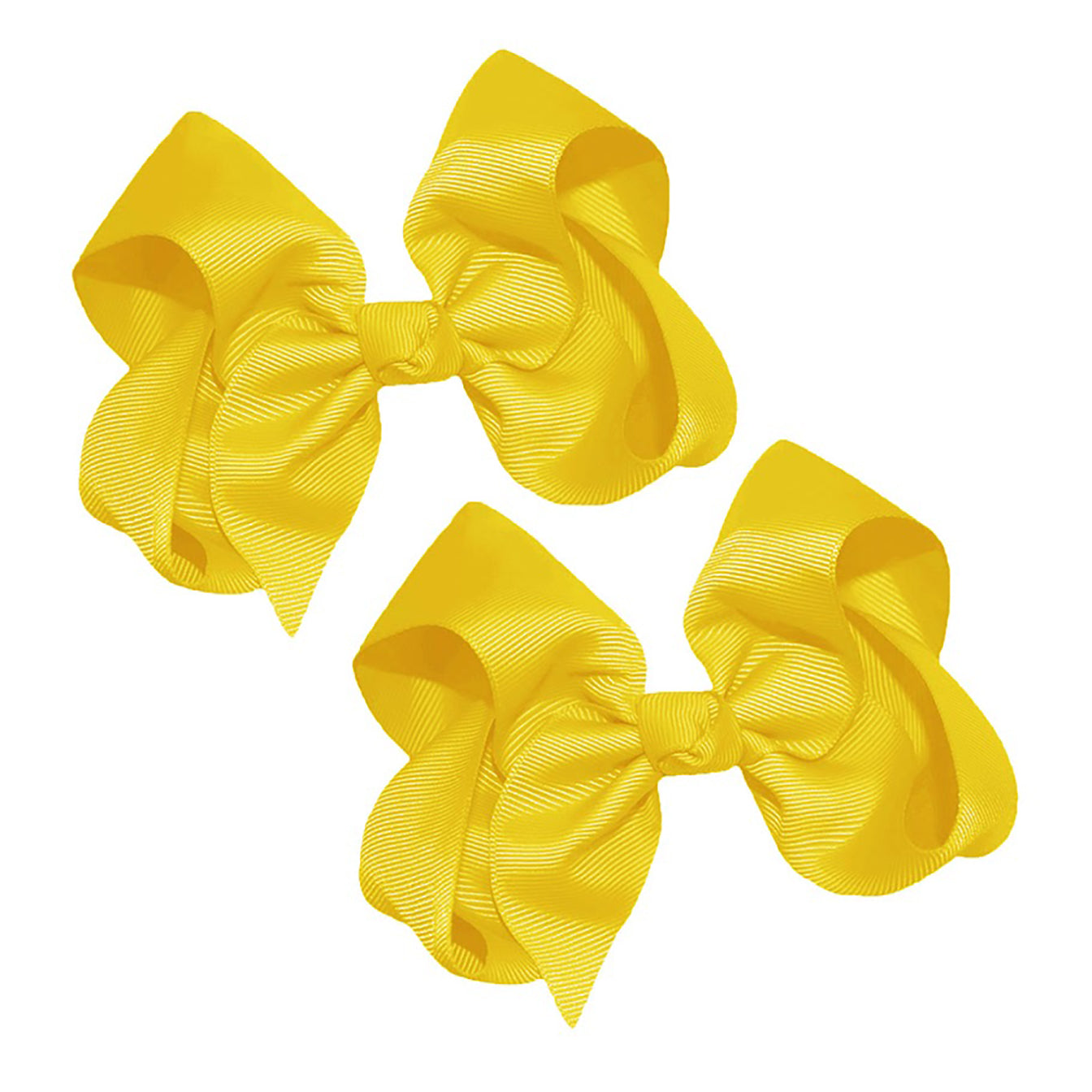 WD2U Girls Set of Two 4" Solid Grosgrain Pigtail Hair Bows French Clip Barrettes