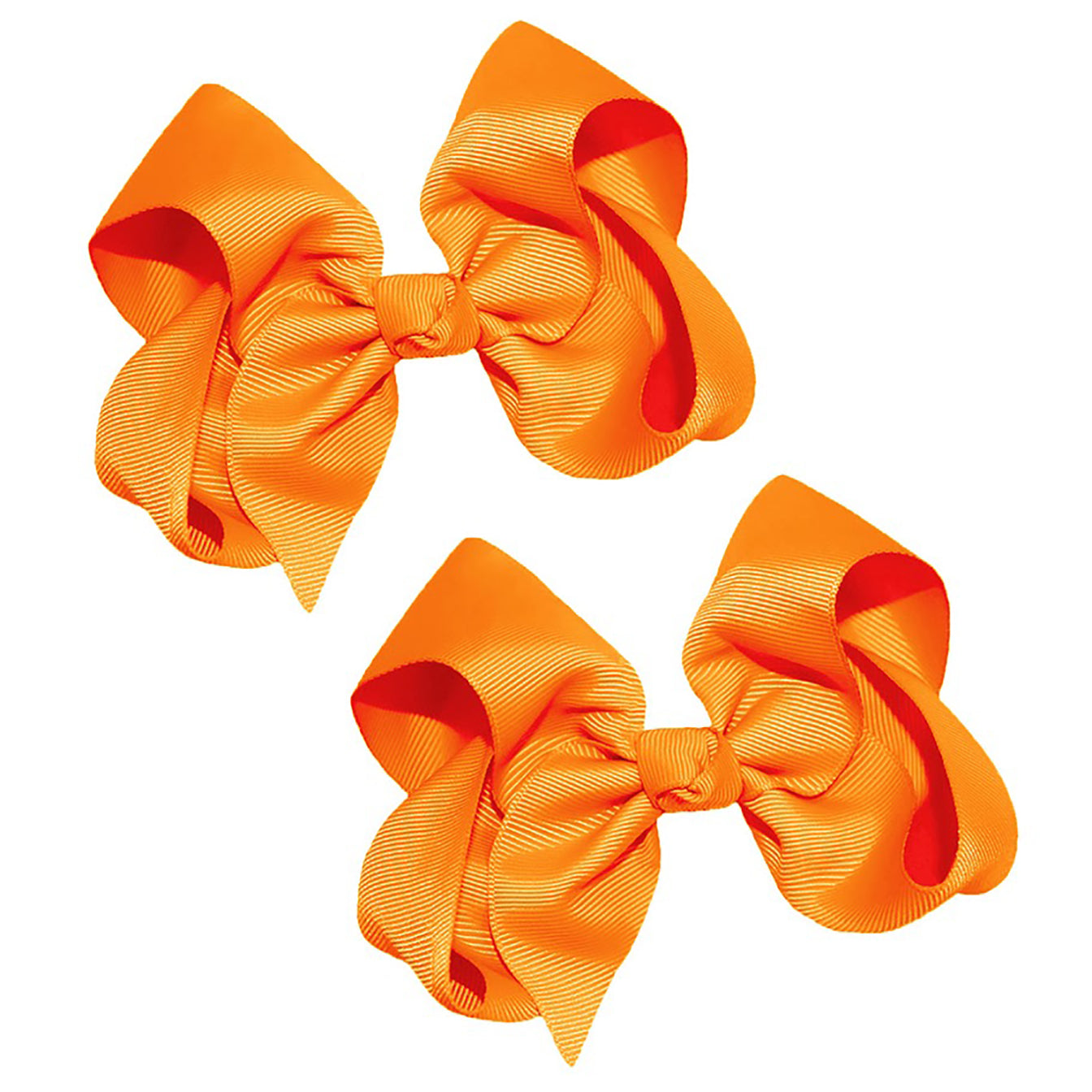WD2U Girls Set of Two 4" Solid Grosgrain Pigtail Hair Bows French Clip Barrettes