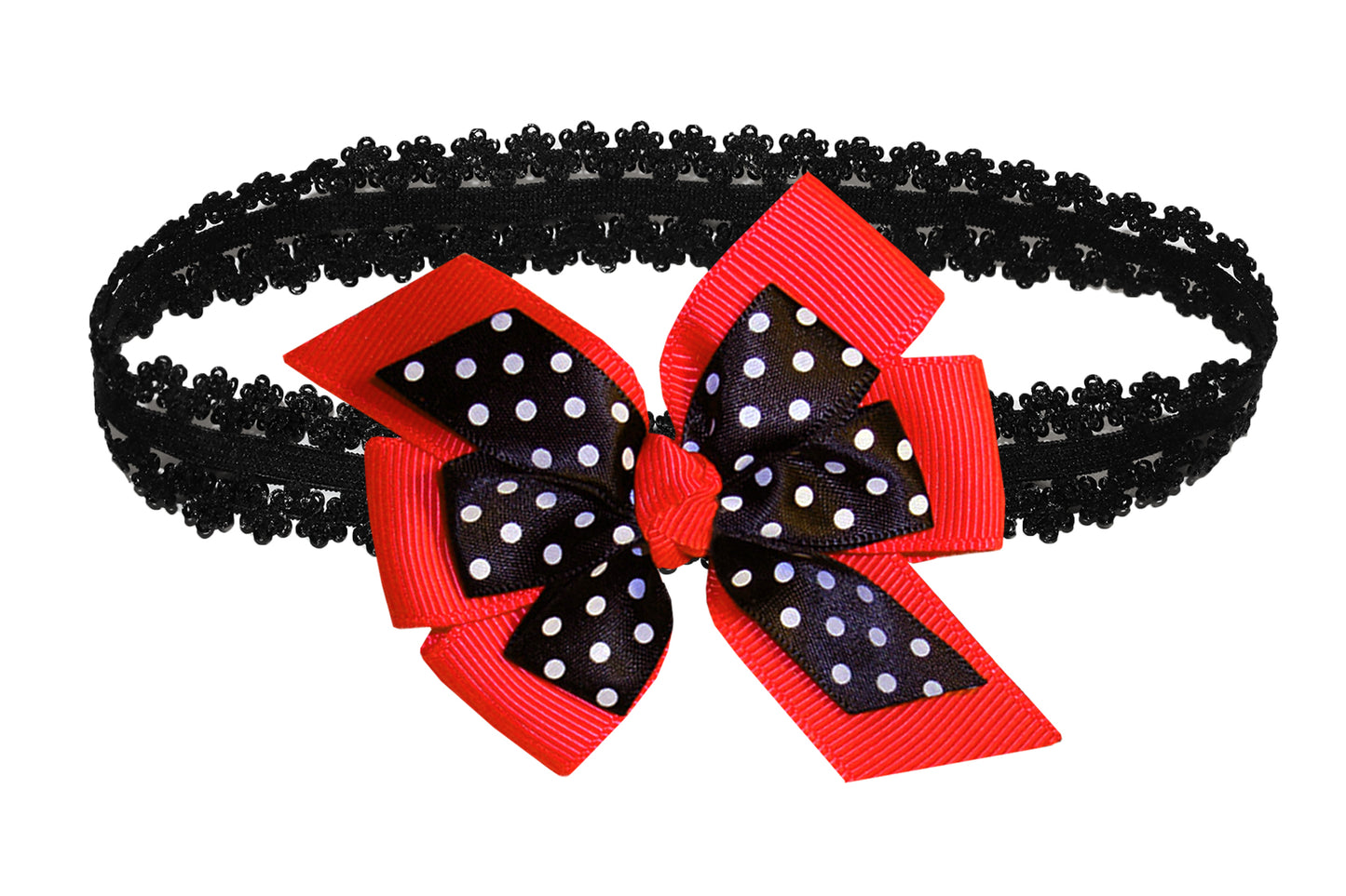 WD2U Baby Girls Infant 3" Polka Dotted Grosgrain Hair Bow Headband