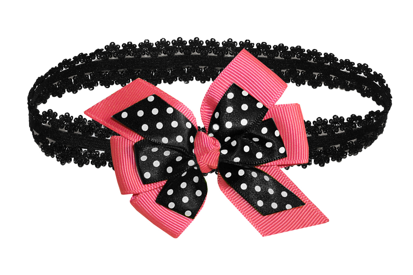 WD2U Baby Girls Infant 3" Polka Dotted Grosgrain Hair Bow Headband