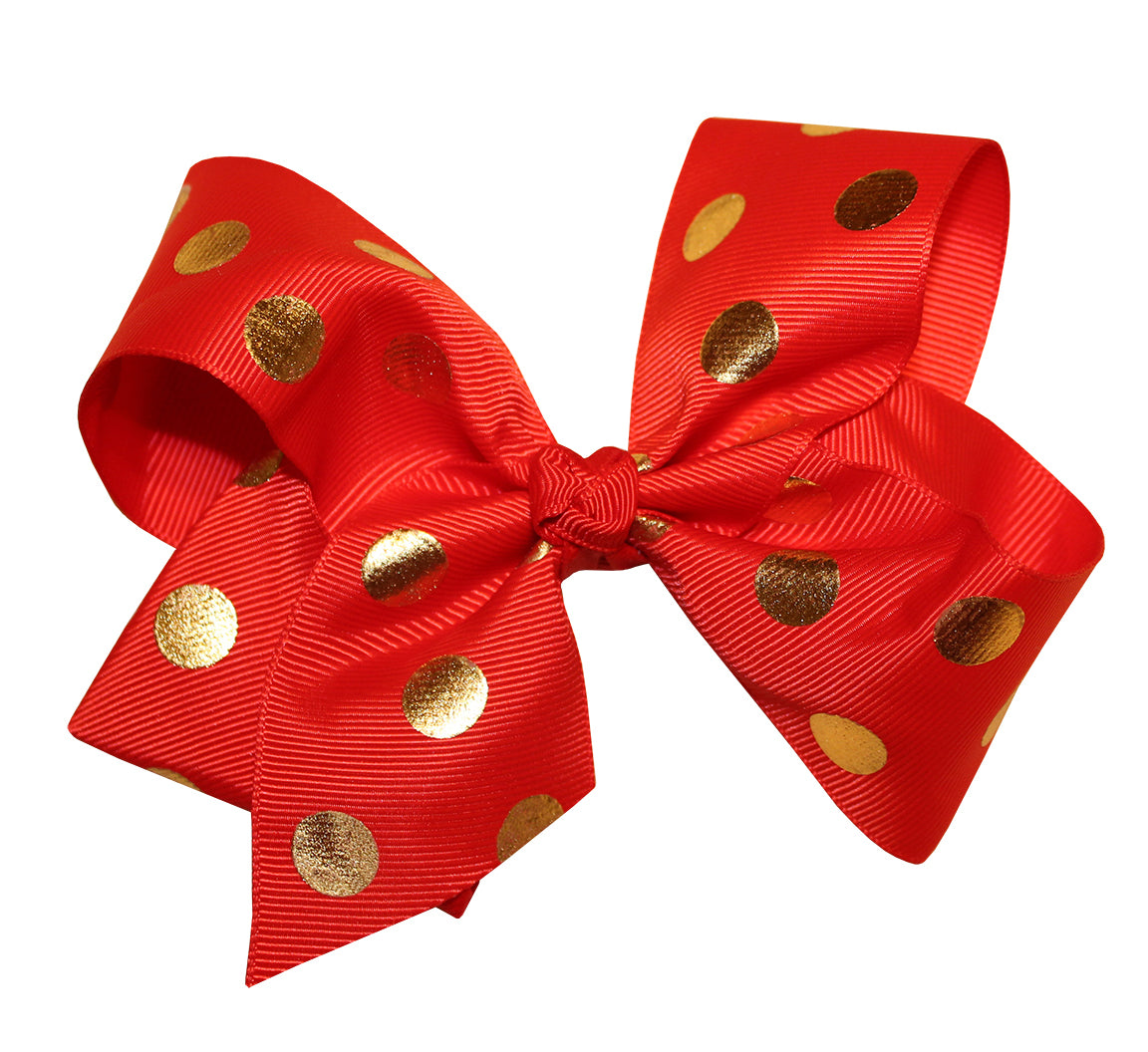 WD2U Girl 6" Large Polka Dotted Grosgrain Boutique Hair Bow French Clip Barrette