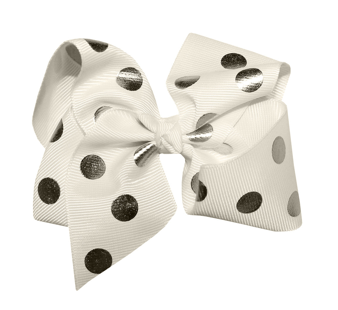 WD2U Girl 6" Large Polka Dotted Grosgrain Boutique Hair Bow French Clip Barrette