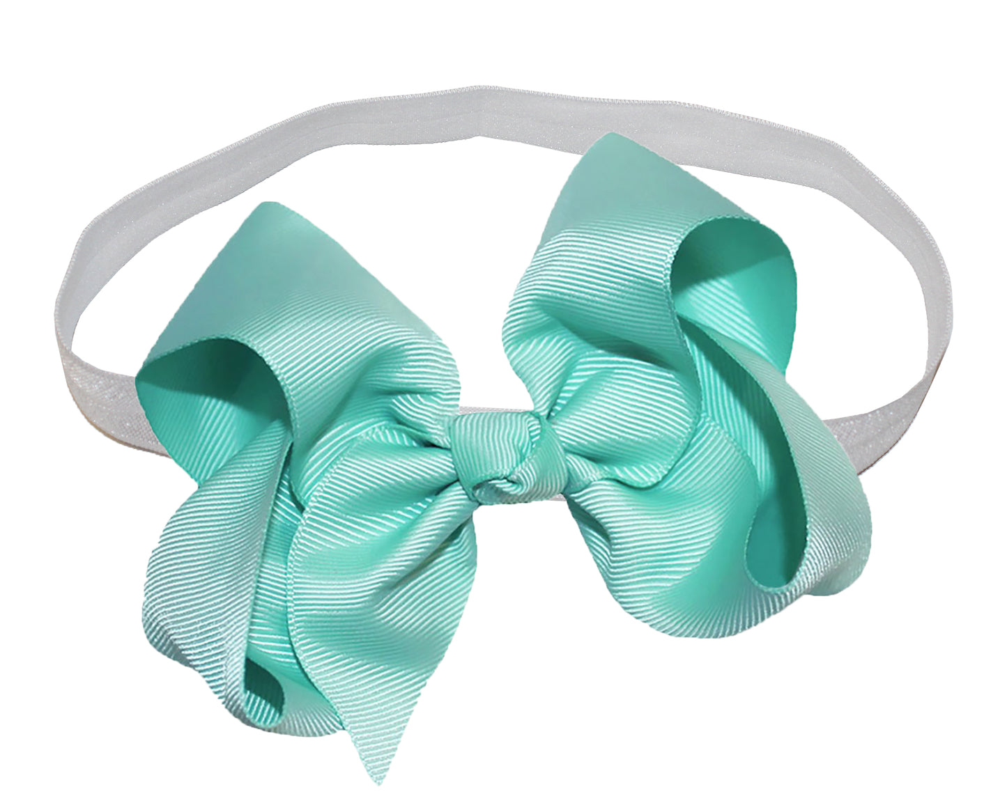 WD2U Girls 4" Solid Grosgrain Ribbon Boutique Hair Bow White Stretch Headband
