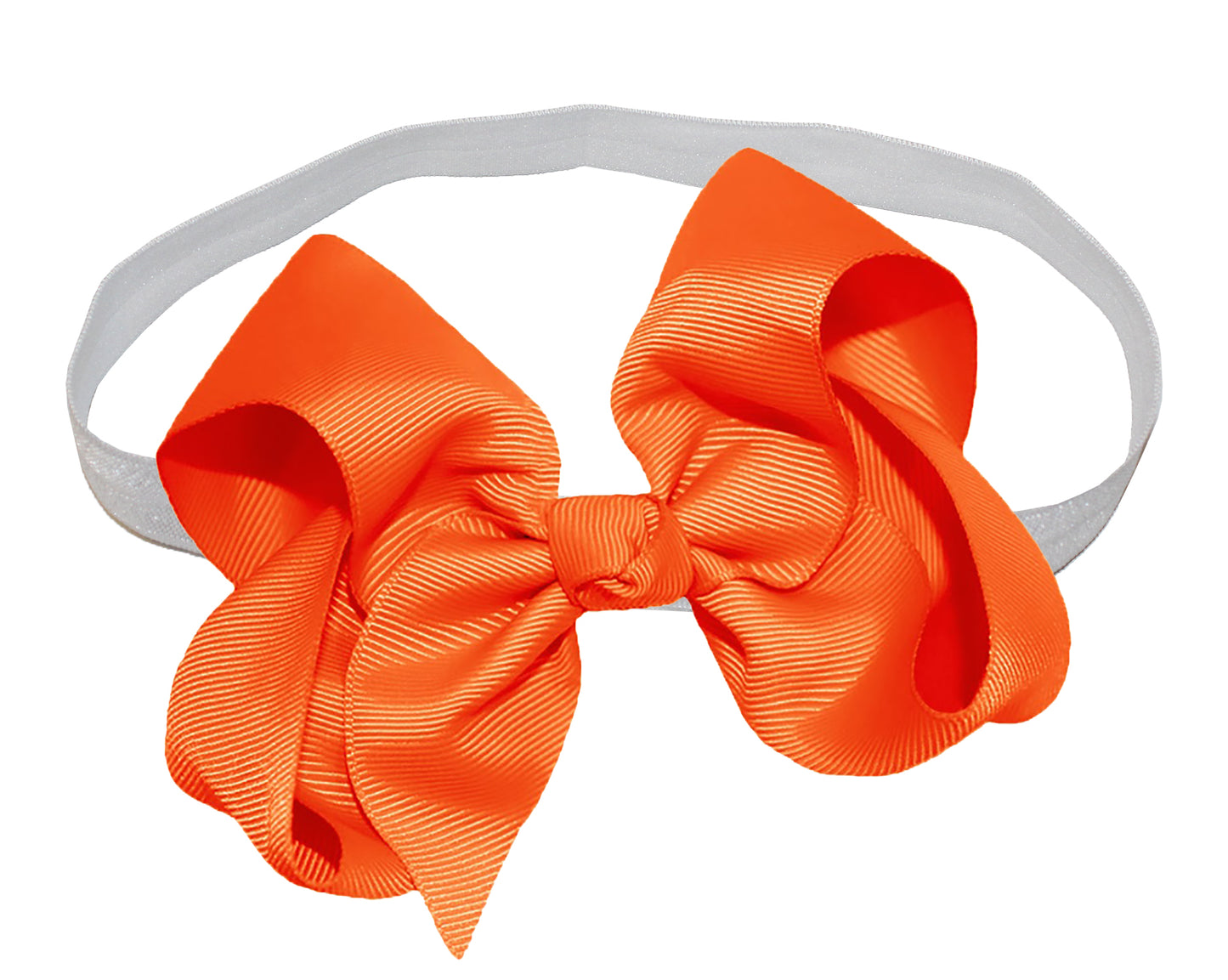 WD2U Girls 4" Solid Grosgrain Ribbon Boutique Hair Bow White Stretch Headband