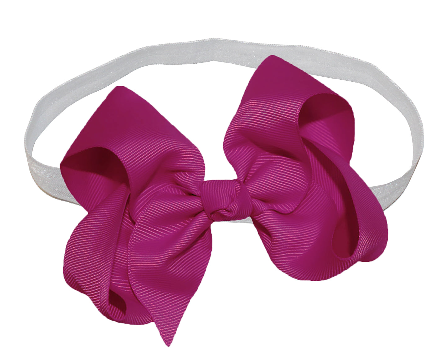 WD2U Girls 4" Solid Grosgrain Ribbon Boutique Hair Bow White Stretch Headband