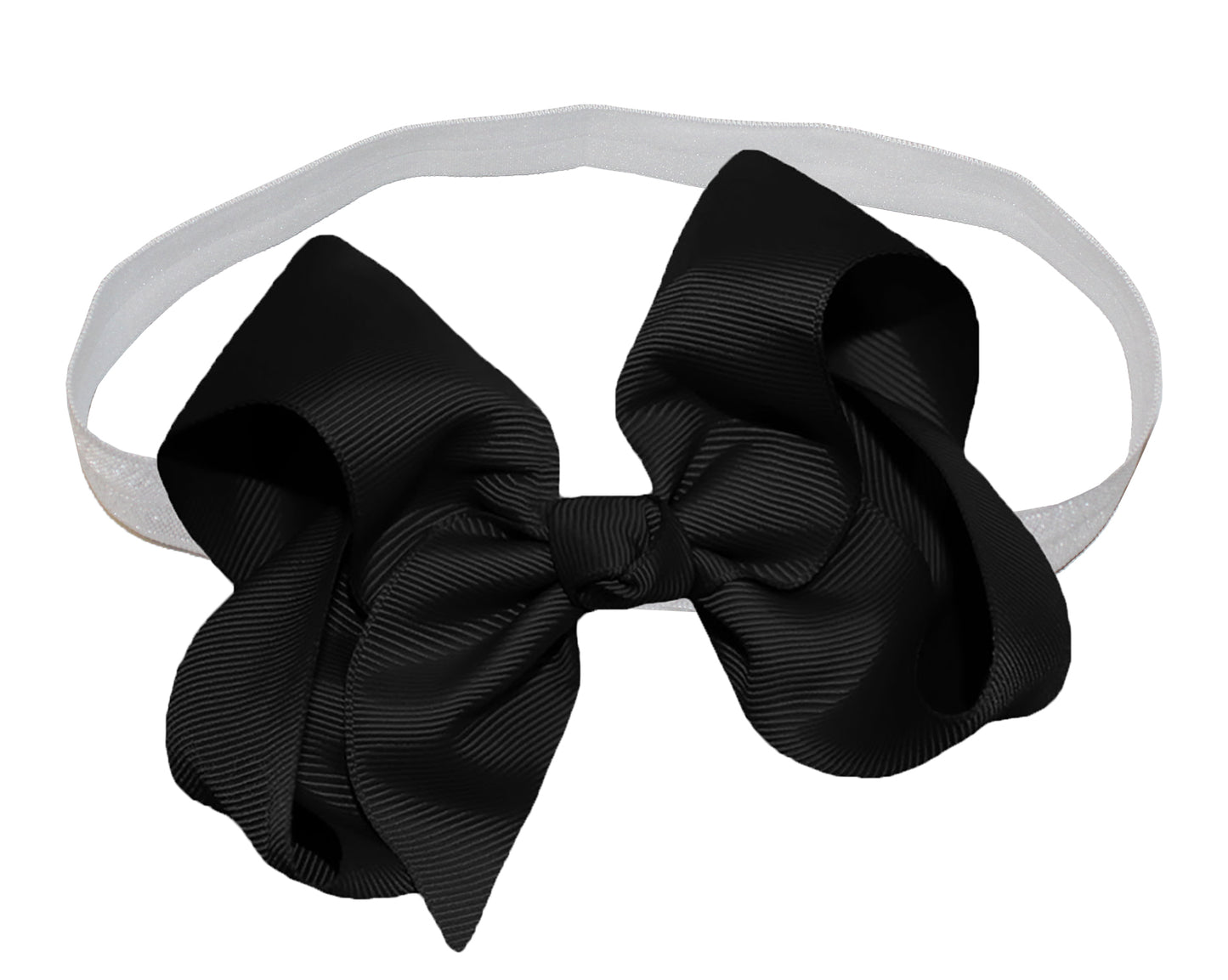 WD2U Girls 4" Solid Grosgrain Ribbon Boutique Hair Bow White Stretch Headband