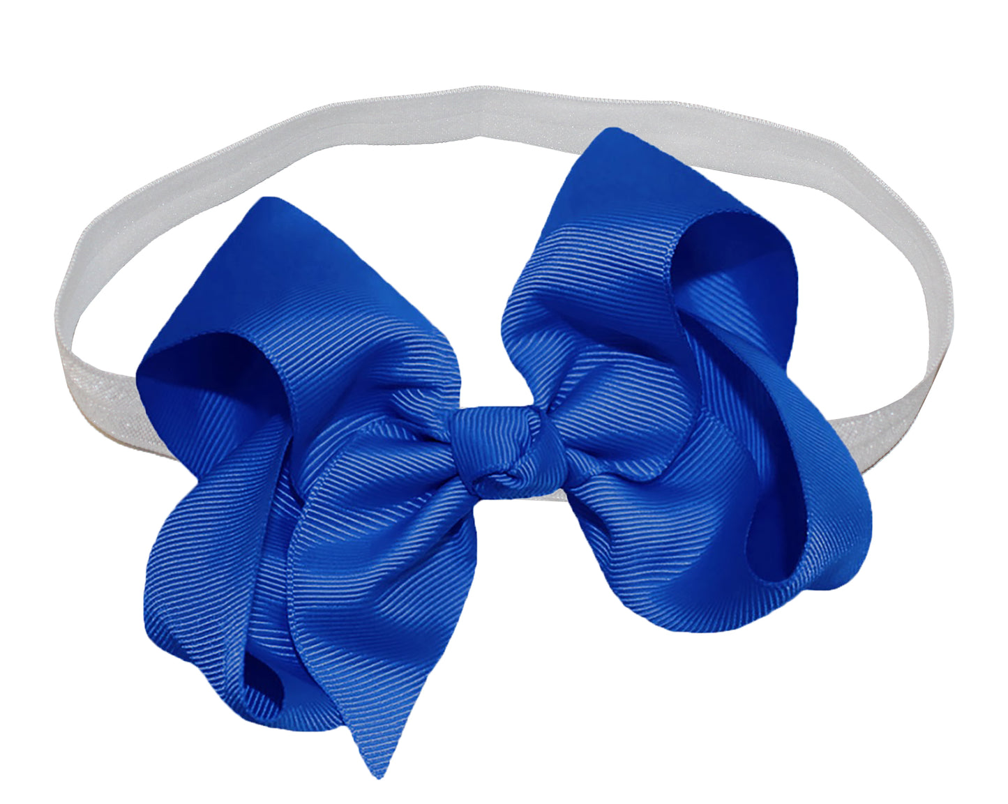 WD2U Girls 4" Solid Grosgrain Ribbon Boutique Hair Bow White Stretch Headband
