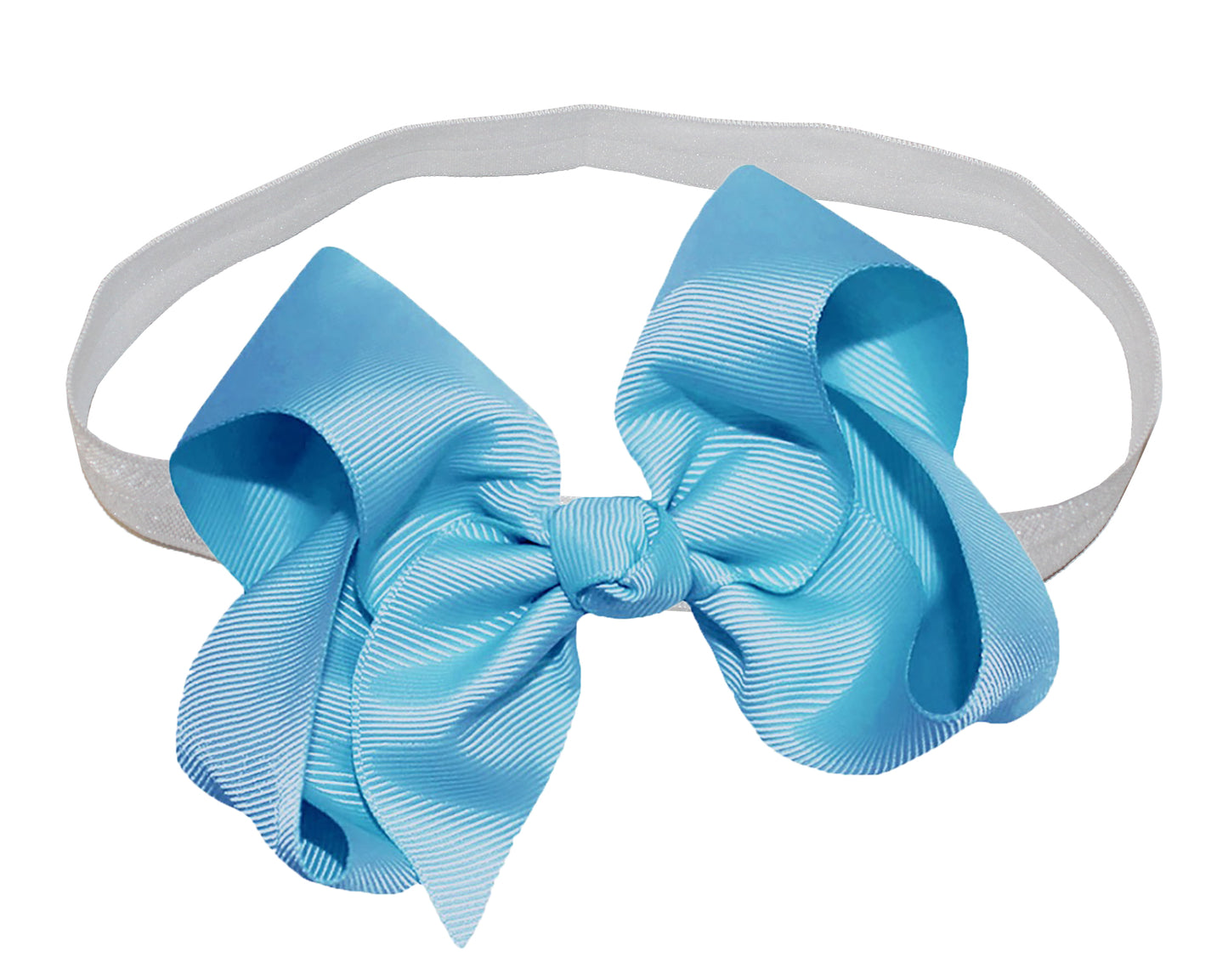 WD2U Girls 4" Solid Grosgrain Ribbon Boutique Hair Bow White Stretch Headband
