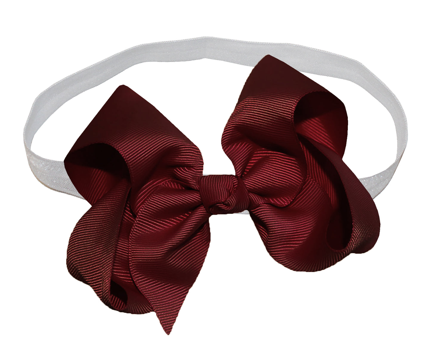 WD2U Girls 4" Solid Grosgrain Ribbon Boutique Hair Bow White Stretch Headband
