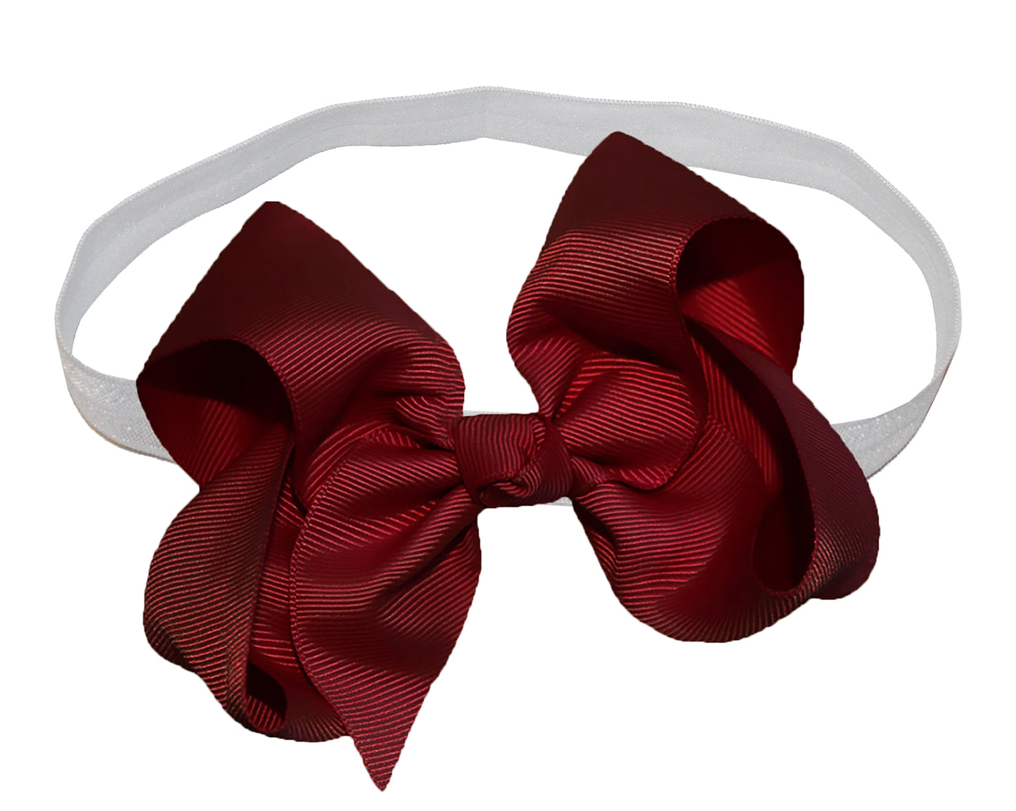 WD2U Girls 4" Solid Grosgrain Ribbon Boutique Hair Bow White Stretch Headband