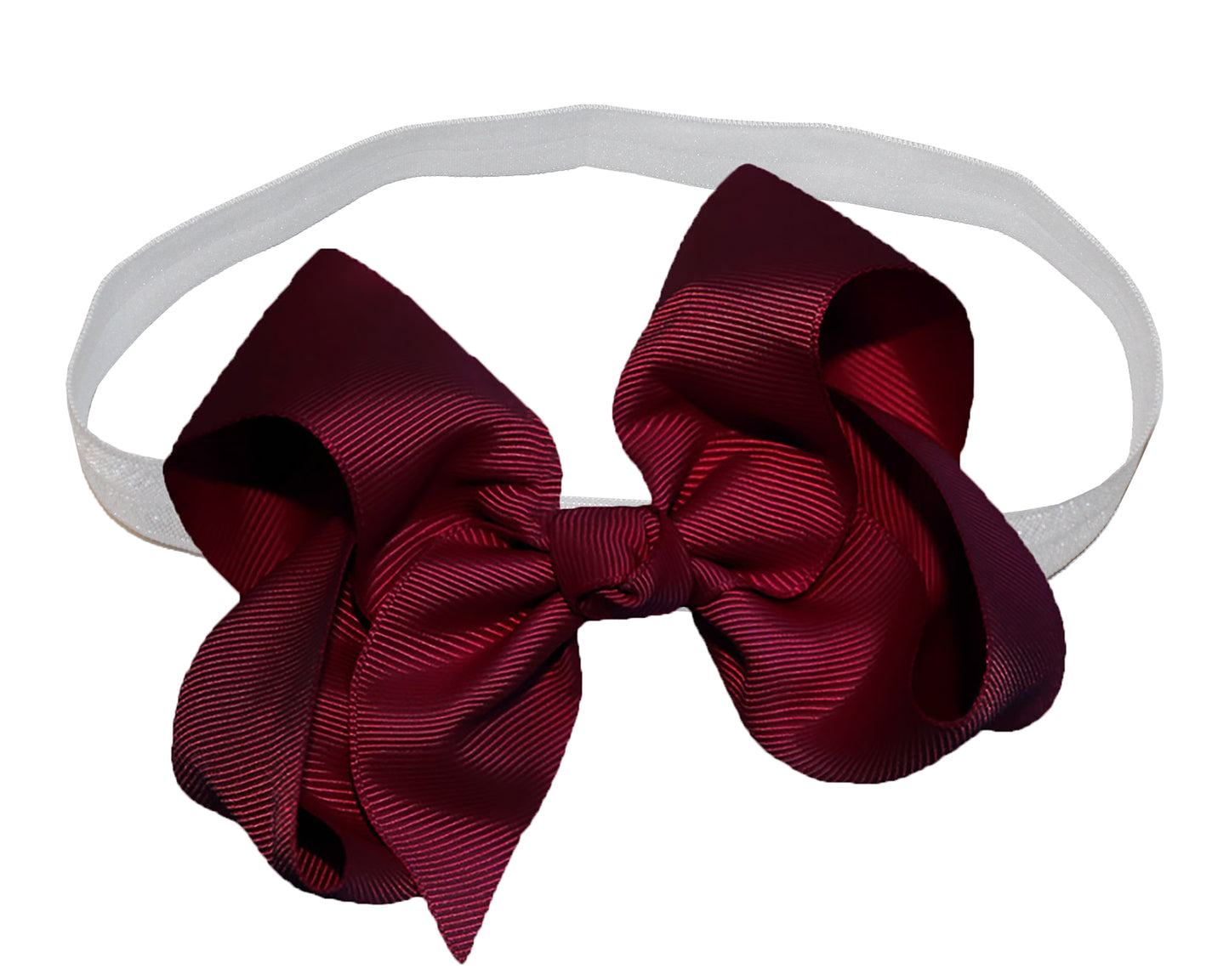 WD2U Girls 4" Solid Grosgrain Ribbon Boutique Hair Bow White Stretch Headband