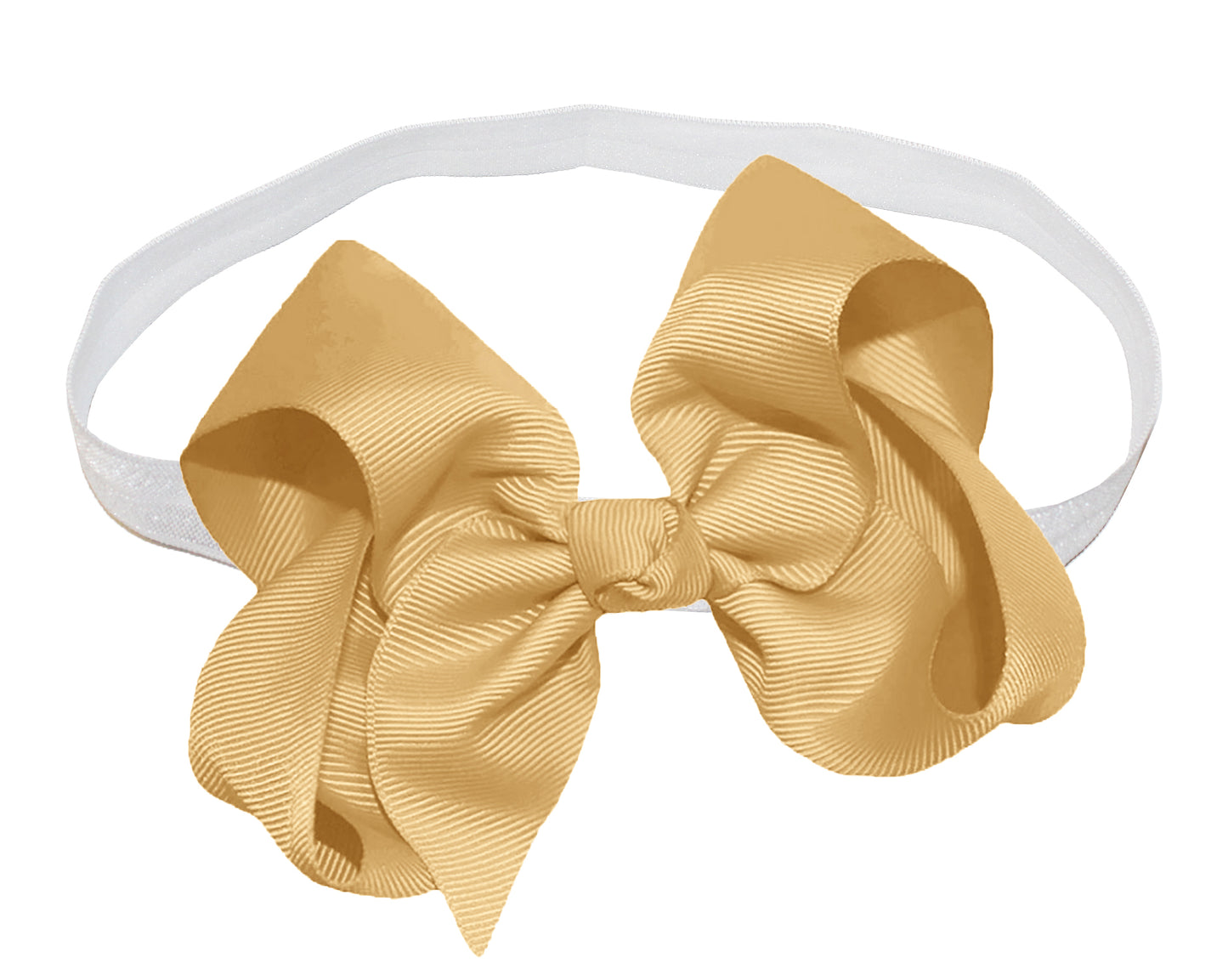 WD2U Girls 4" Solid Grosgrain Ribbon Boutique Hair Bow White Stretch Headband
