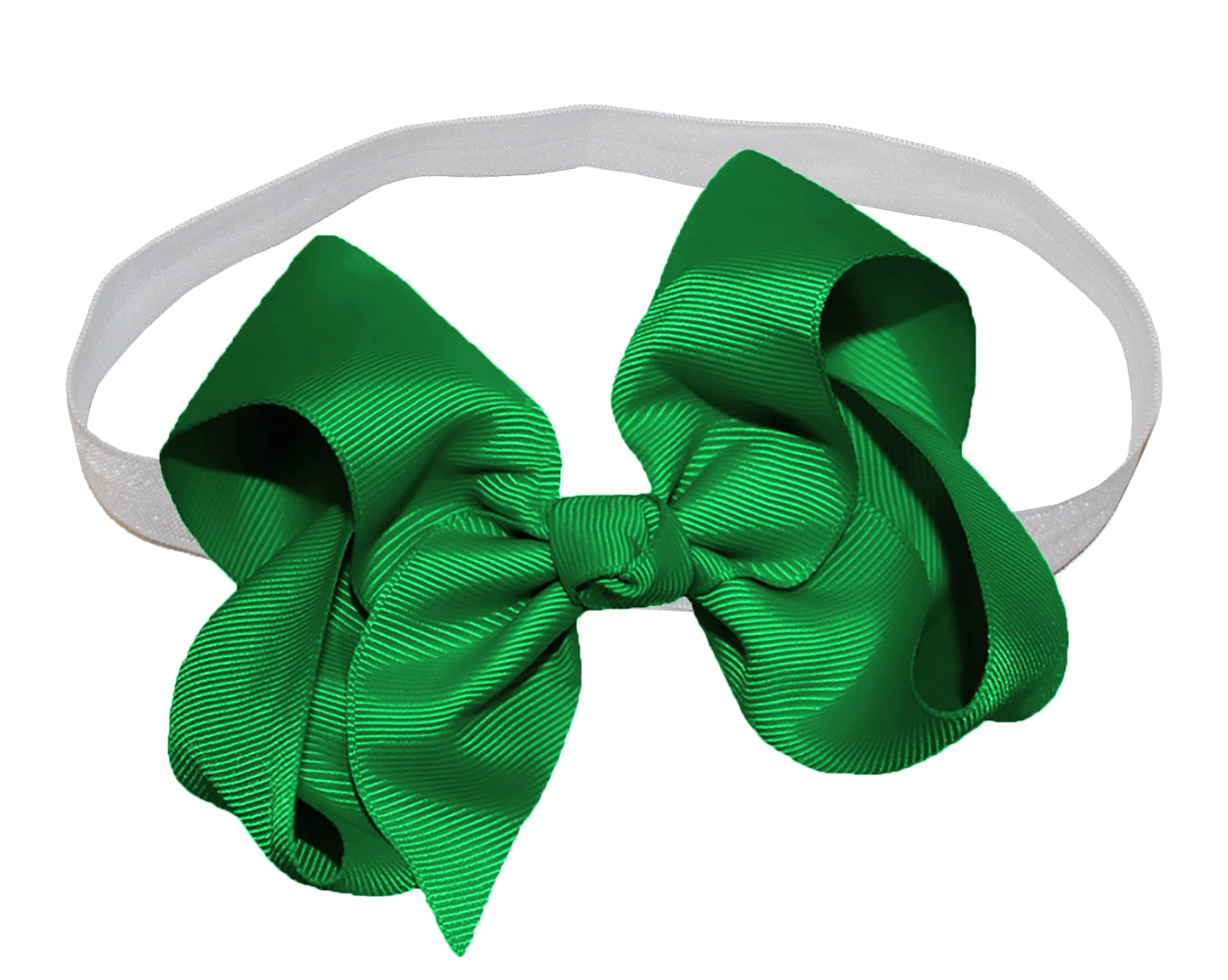 WD2U Girls 4" Solid Grosgrain Ribbon Boutique Hair Bow White Stretch Headband