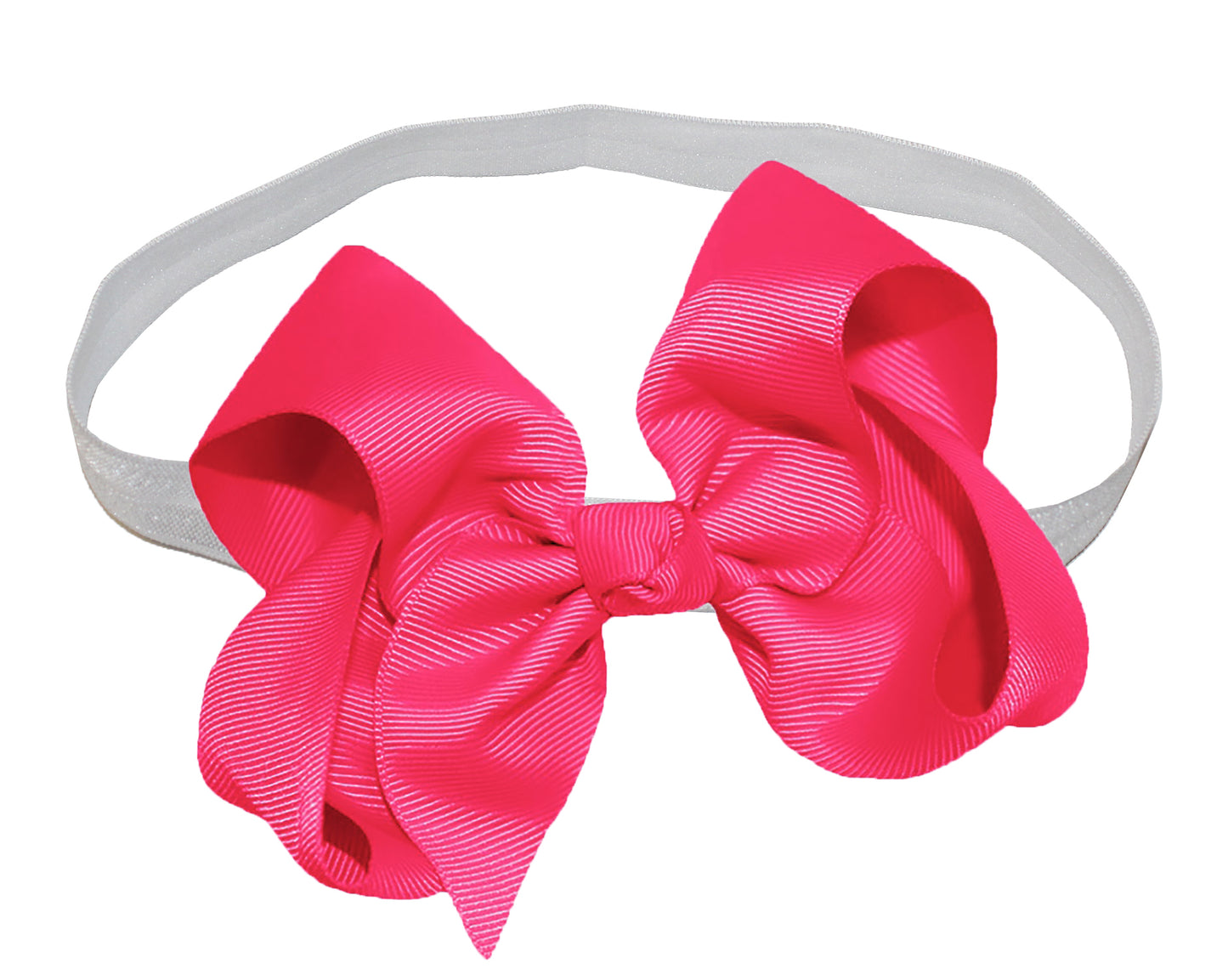 WD2U Girls 4" Solid Grosgrain Ribbon Boutique Hair Bow White Stretch Headband