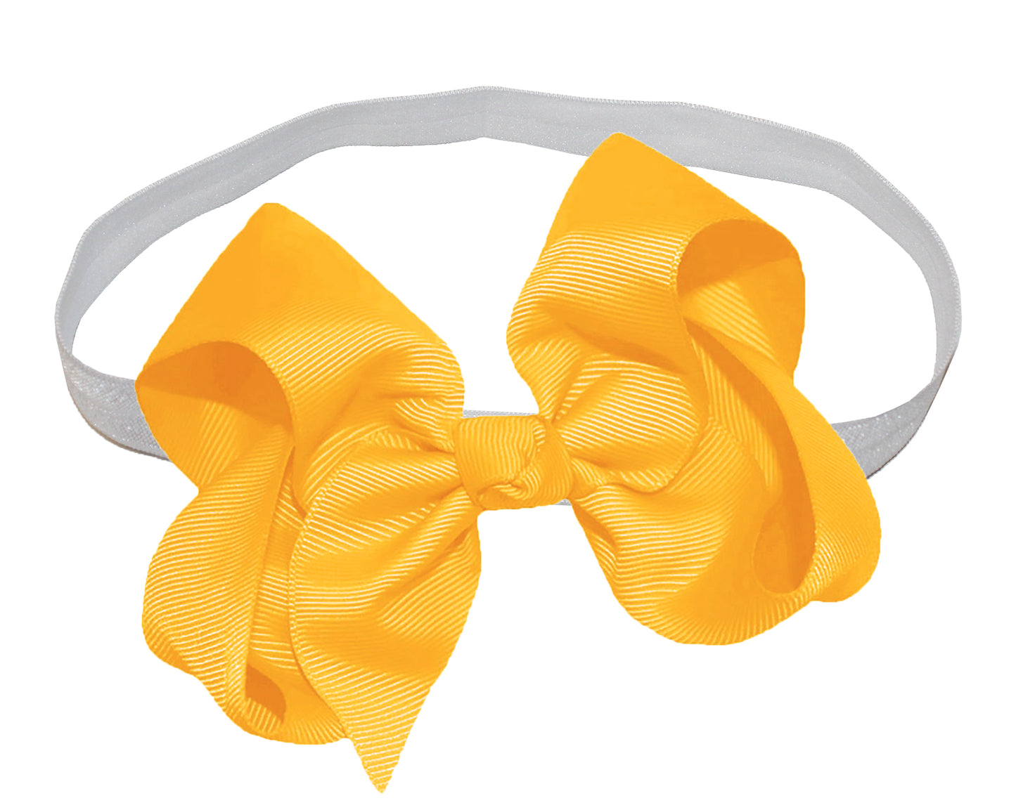 WD2U Girls 4" Solid Grosgrain Ribbon Boutique Hair Bow White Stretch Headband