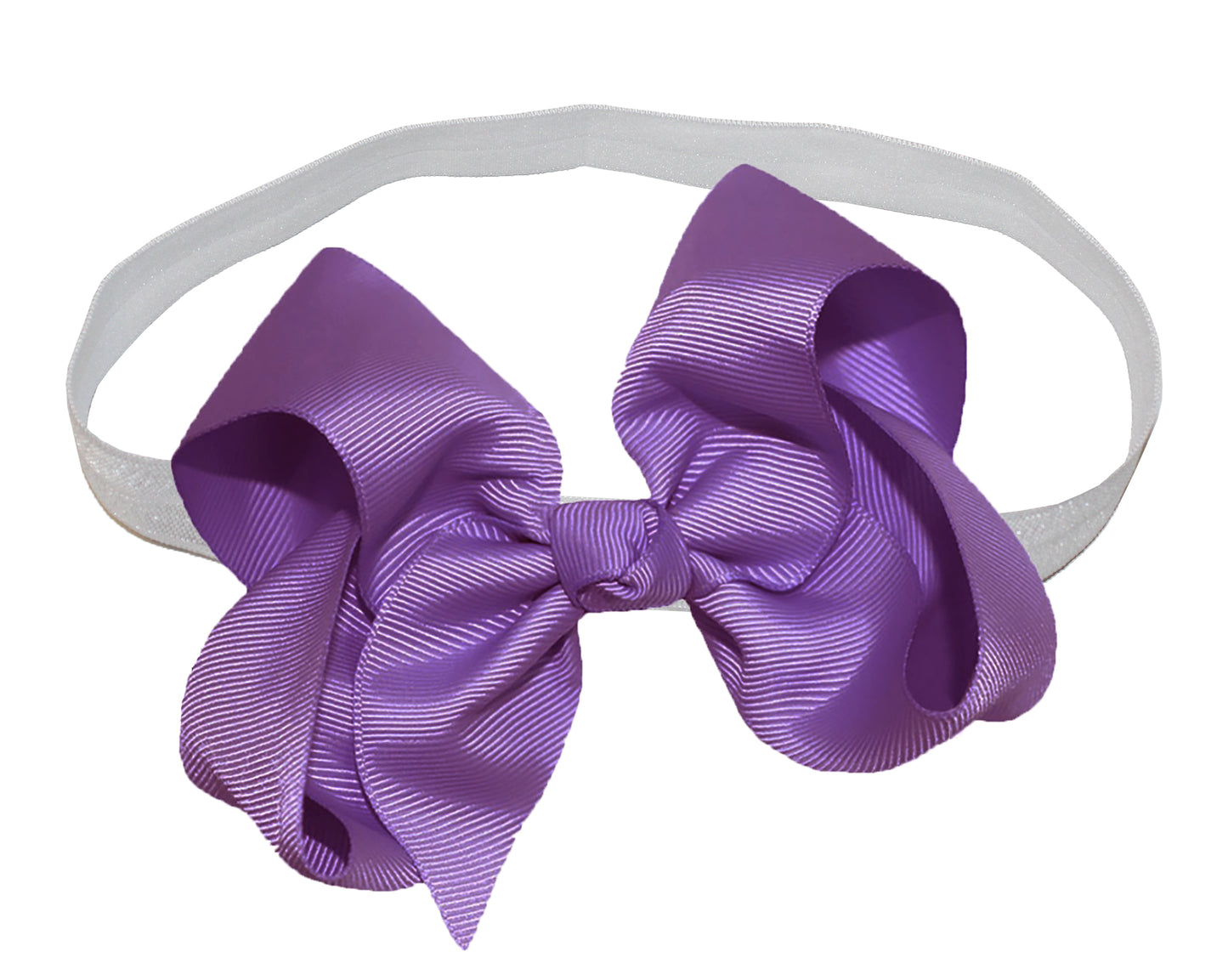 WD2U Girls 4" Solid Grosgrain Ribbon Boutique Hair Bow White Stretch Headband