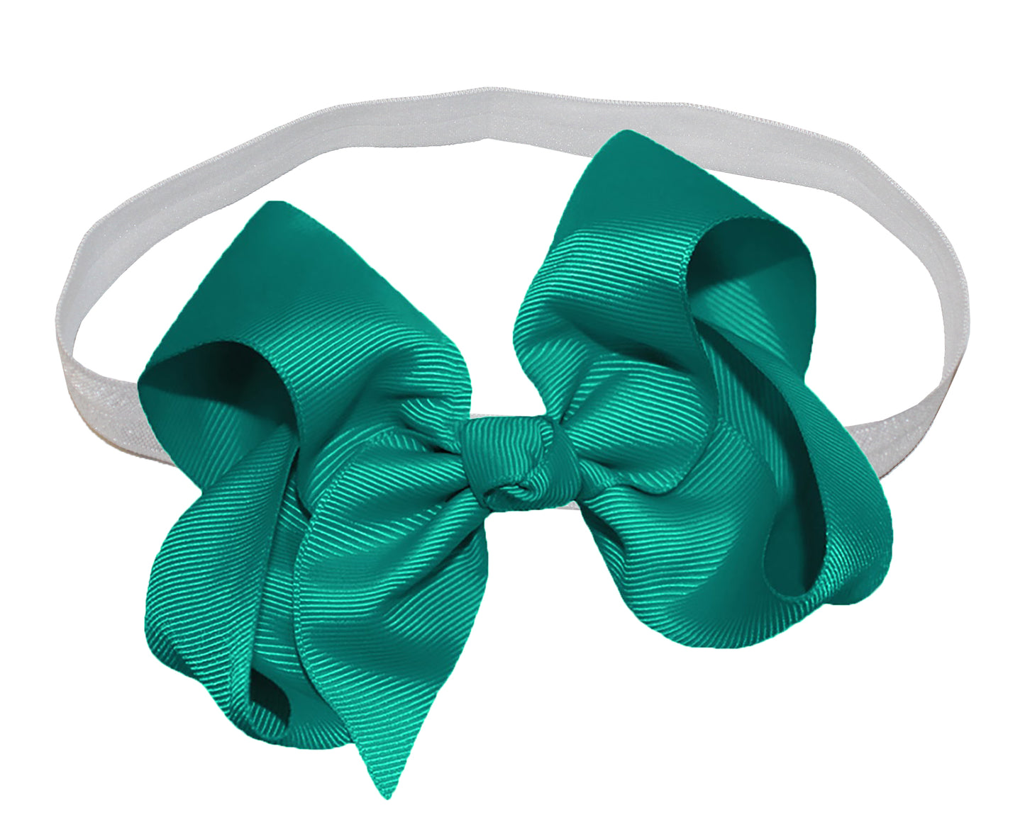 WD2U Girls 4" Solid Grosgrain Ribbon Boutique Hair Bow White Stretch Headband