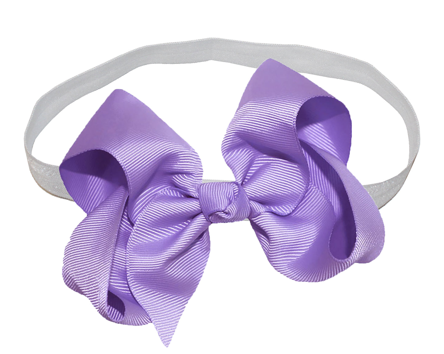 WD2U Girls 4" Solid Grosgrain Ribbon Boutique Hair Bow White Stretch Headband