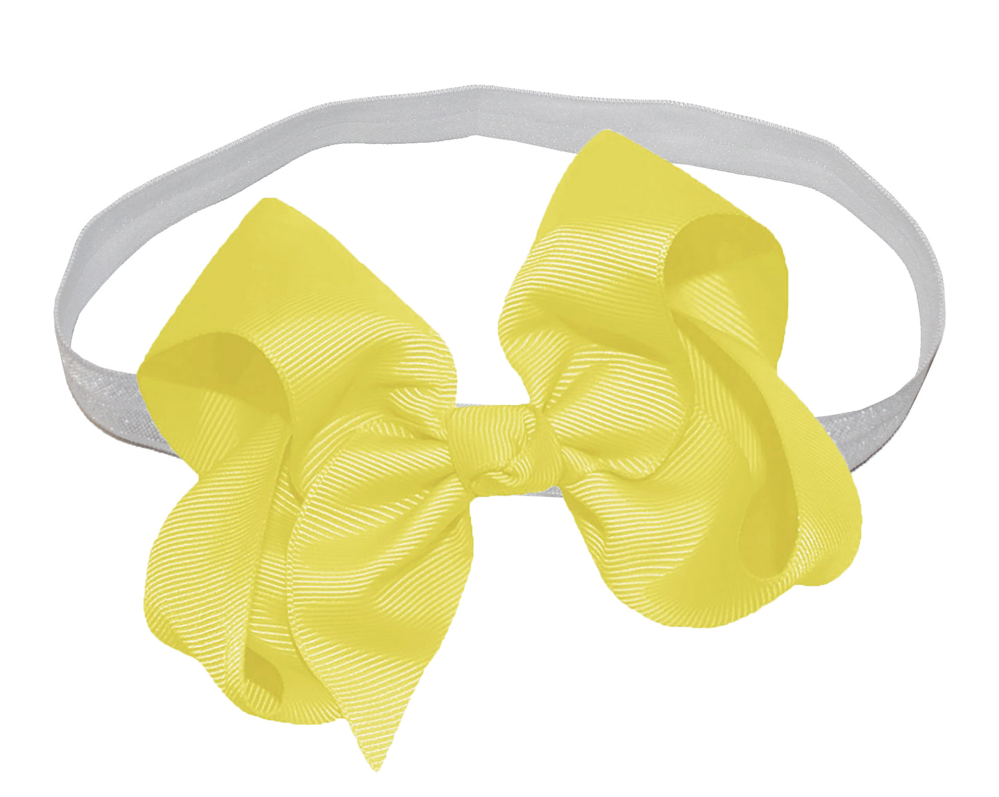 WD2U Girls 4" Solid Grosgrain Ribbon Boutique Hair Bow White Stretch Headband