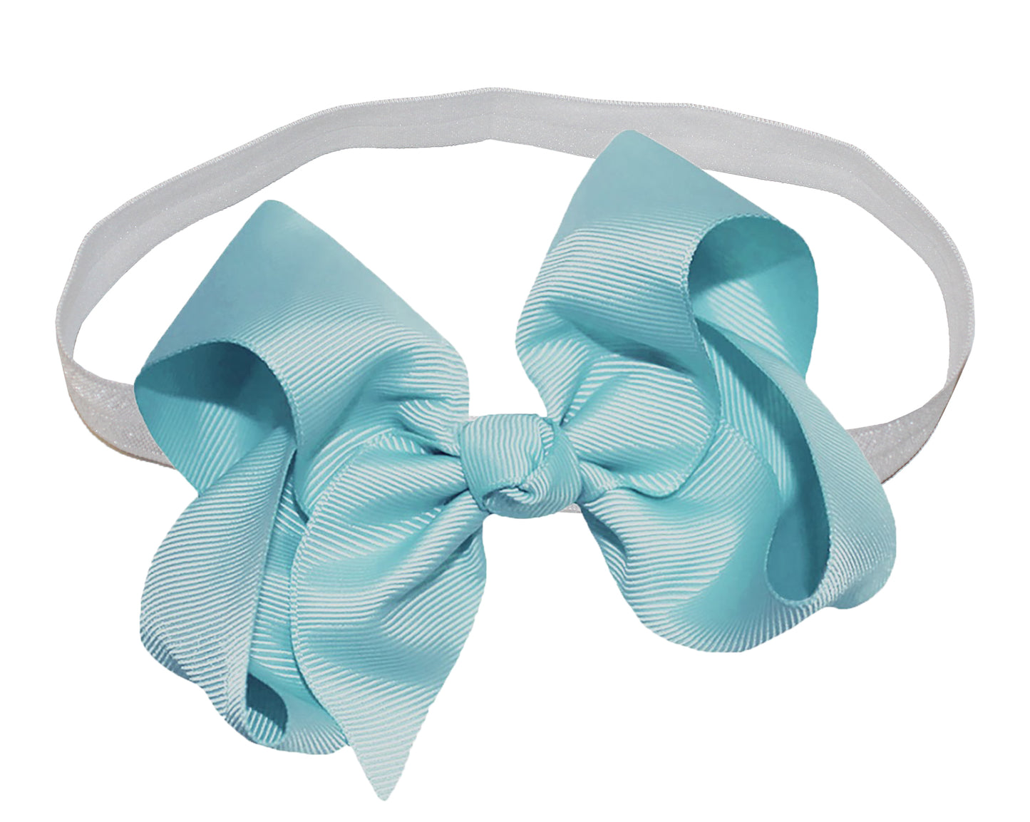 WD2U Girls 4" Solid Grosgrain Ribbon Boutique Hair Bow White Stretch Headband
