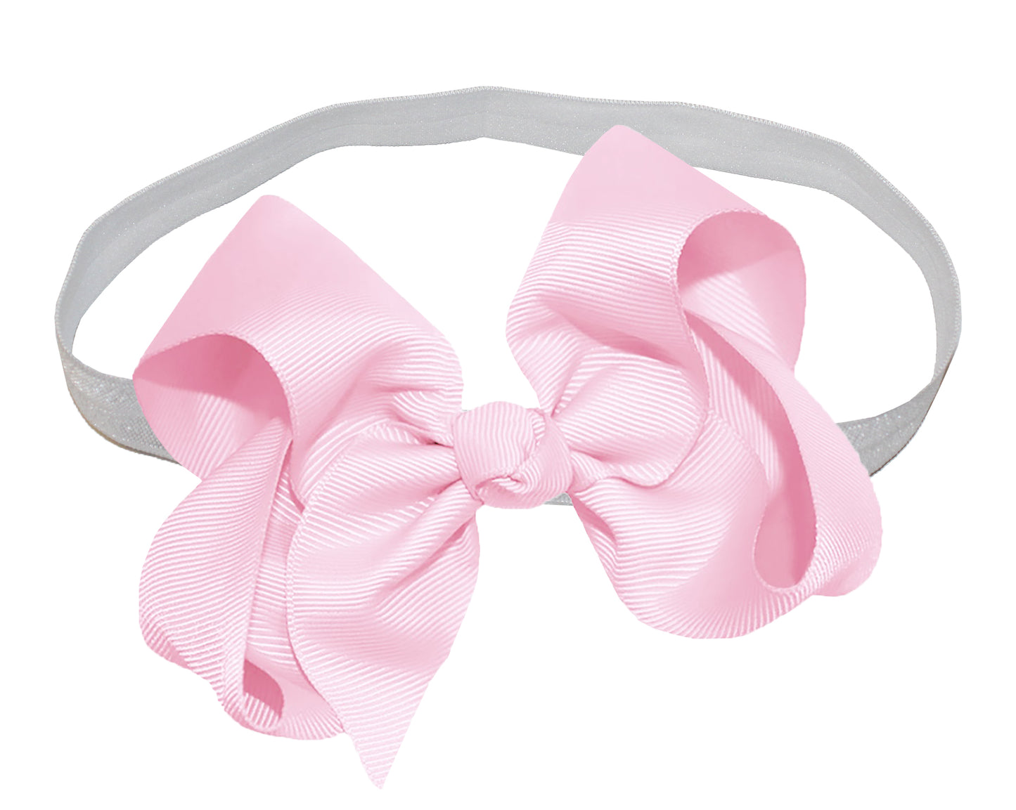 WD2U Girls 4" Solid Grosgrain Ribbon Boutique Hair Bow White Stretch Headband