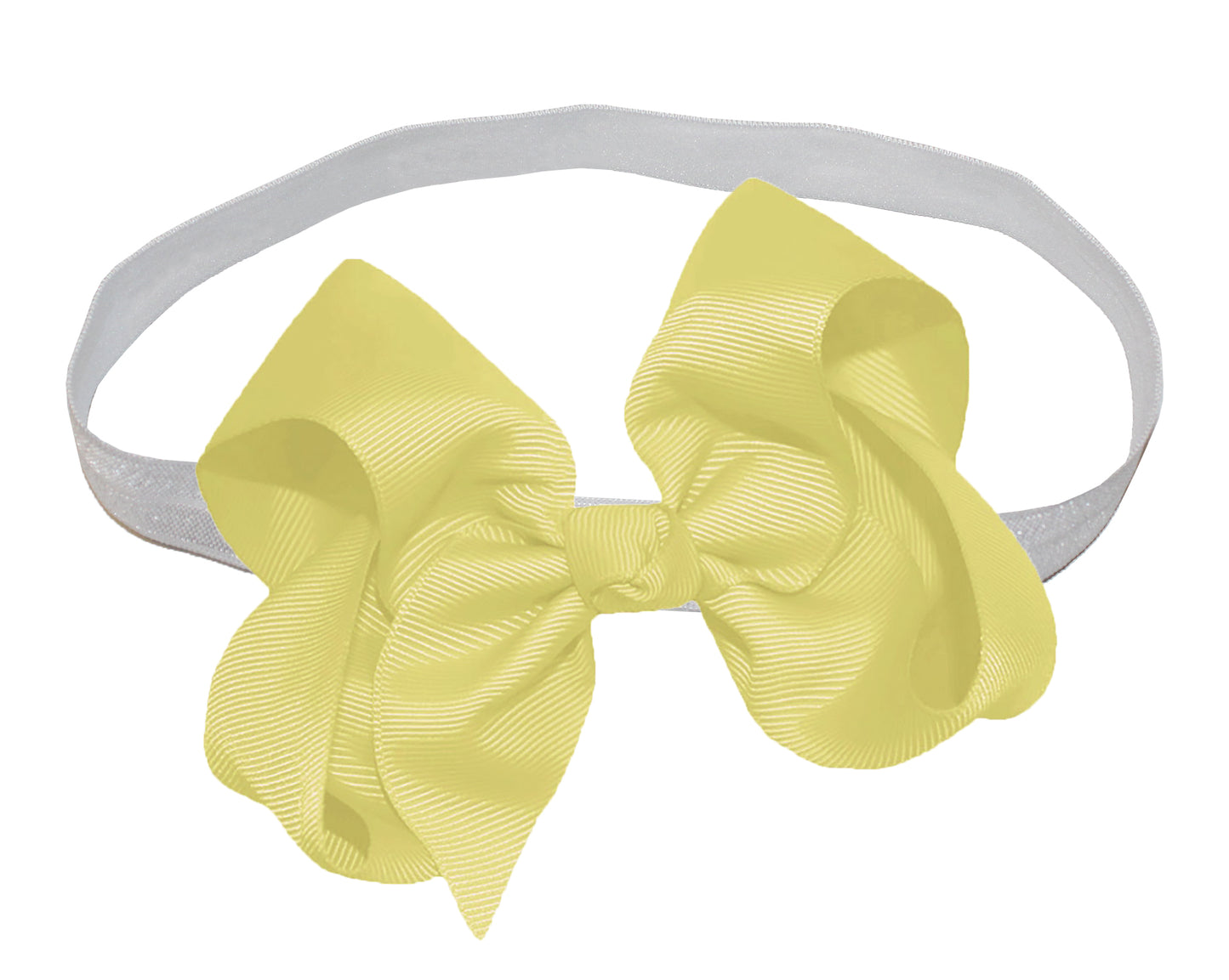 WD2U Girls 4" Solid Grosgrain Ribbon Boutique Hair Bow White Stretch Headband
