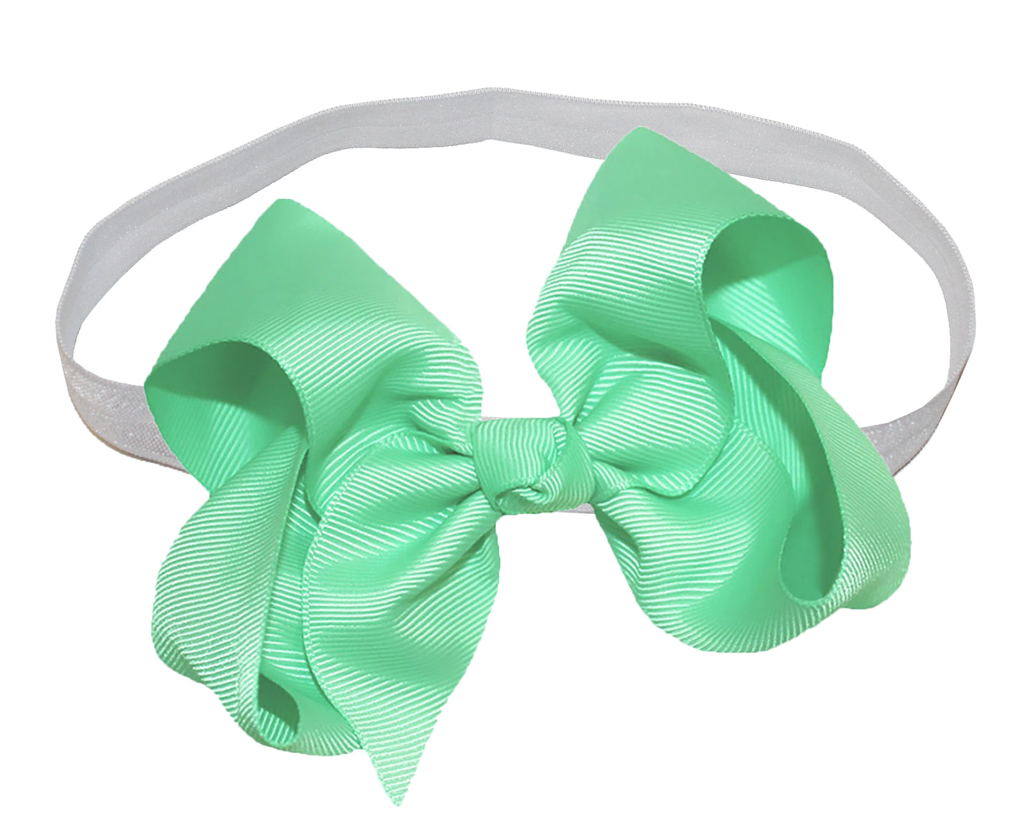 WD2U Girls 4" Solid Grosgrain Ribbon Boutique Hair Bow White Stretch Headband