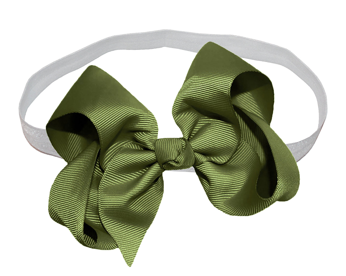 WD2U Girls 4" Solid Grosgrain Ribbon Boutique Hair Bow White Stretch Headband