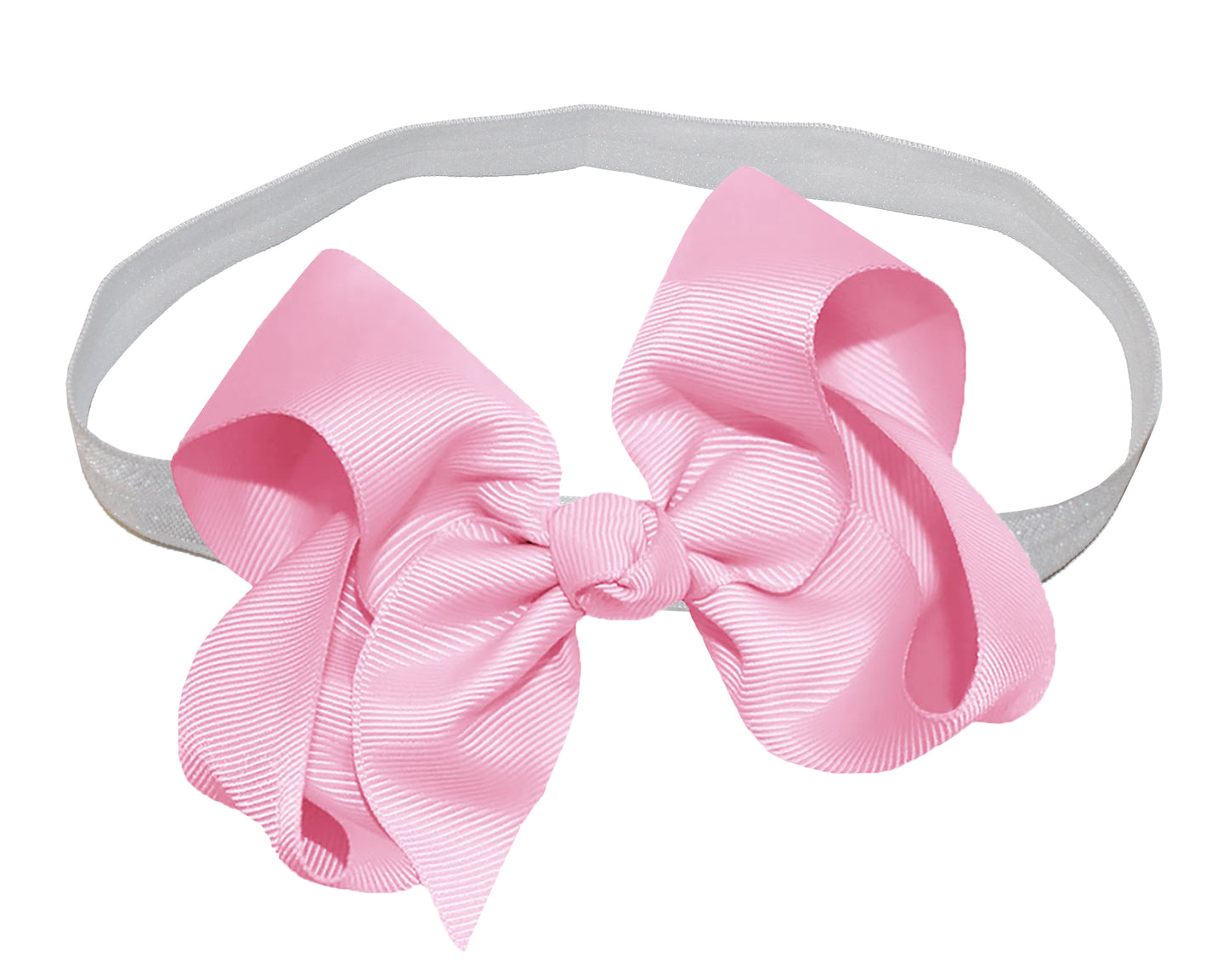 WD2U Girls 4" Solid Grosgrain Ribbon Boutique Hair Bow White Stretch Headband