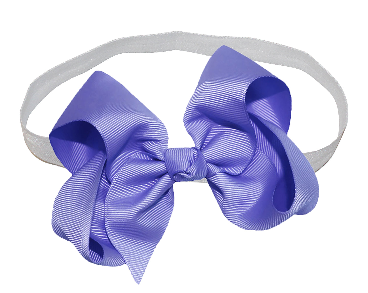 WD2U Girls 4" Solid Grosgrain Ribbon Boutique Hair Bow White Stretch Headband