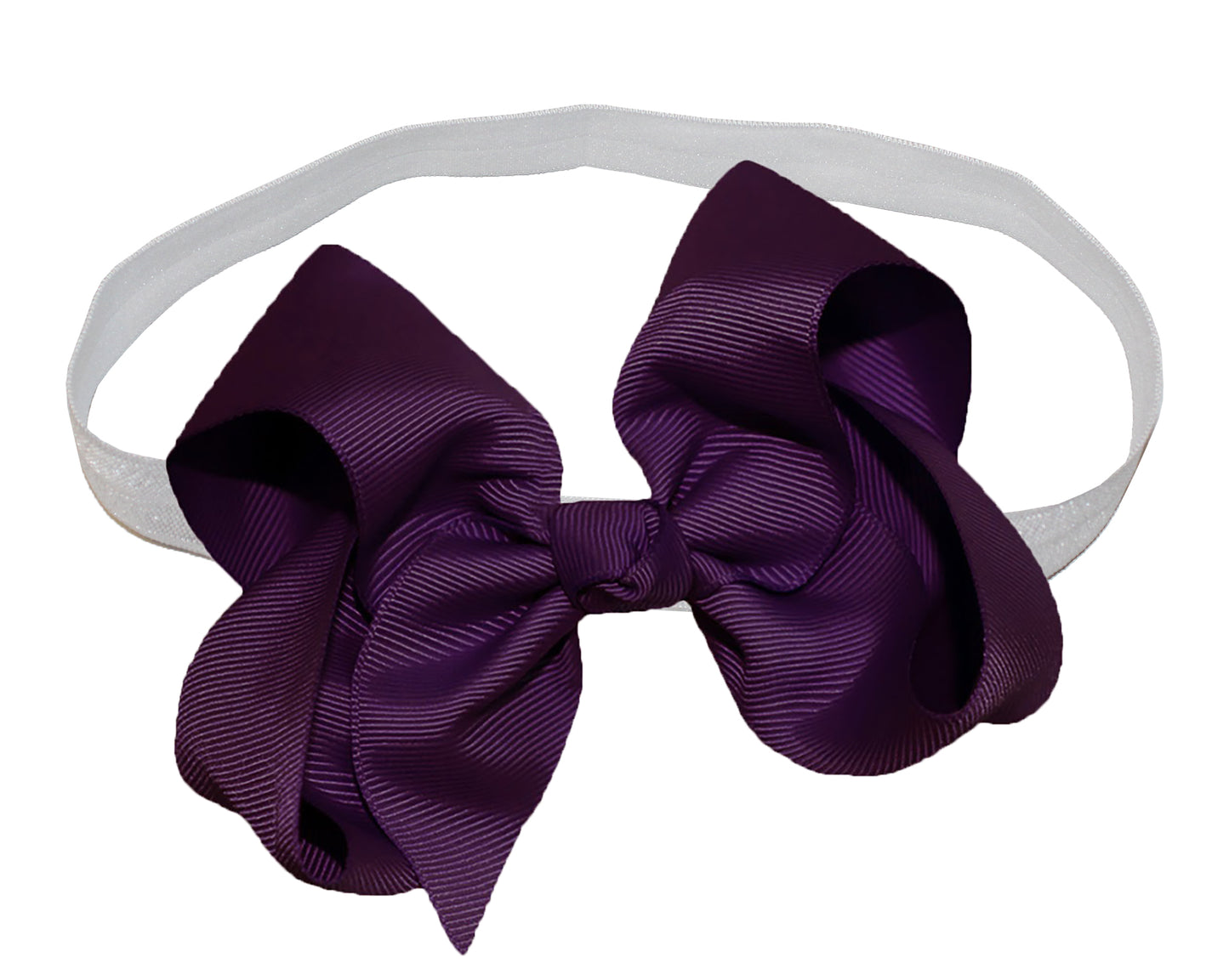 WD2U Girls 4" Solid Grosgrain Ribbon Boutique Hair Bow White Stretch Headband