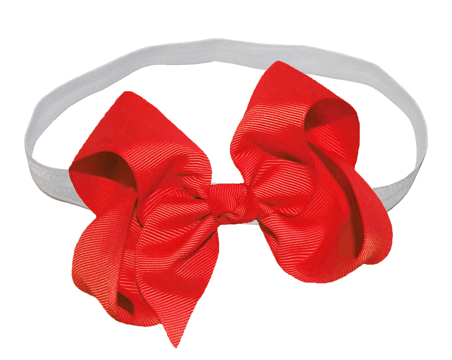 WD2U Girls 4" Solid Grosgrain Ribbon Boutique Hair Bow White Stretch Headband