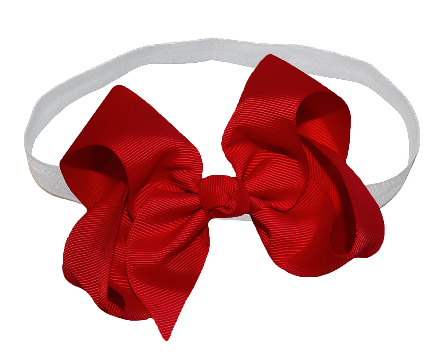 WD2U Girls 4" Solid Grosgrain Ribbon Boutique Hair Bow White Stretch Headband