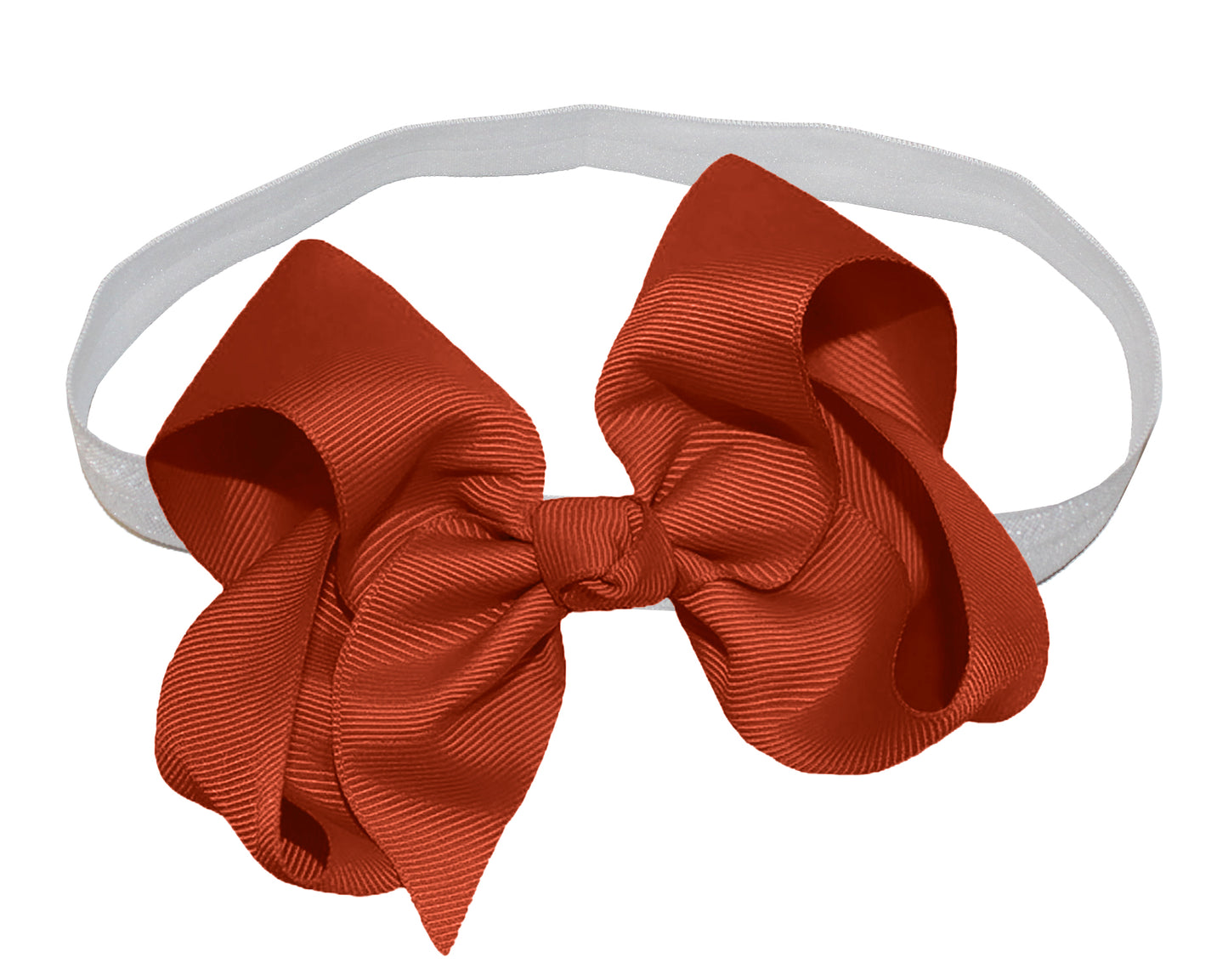 WD2U Girls 4" Solid Grosgrain Ribbon Boutique Hair Bow White Stretch Headband