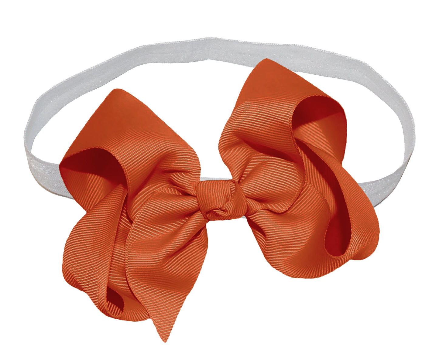 WD2U Girls 4" Solid Grosgrain Ribbon Boutique Hair Bow White Stretch Headband